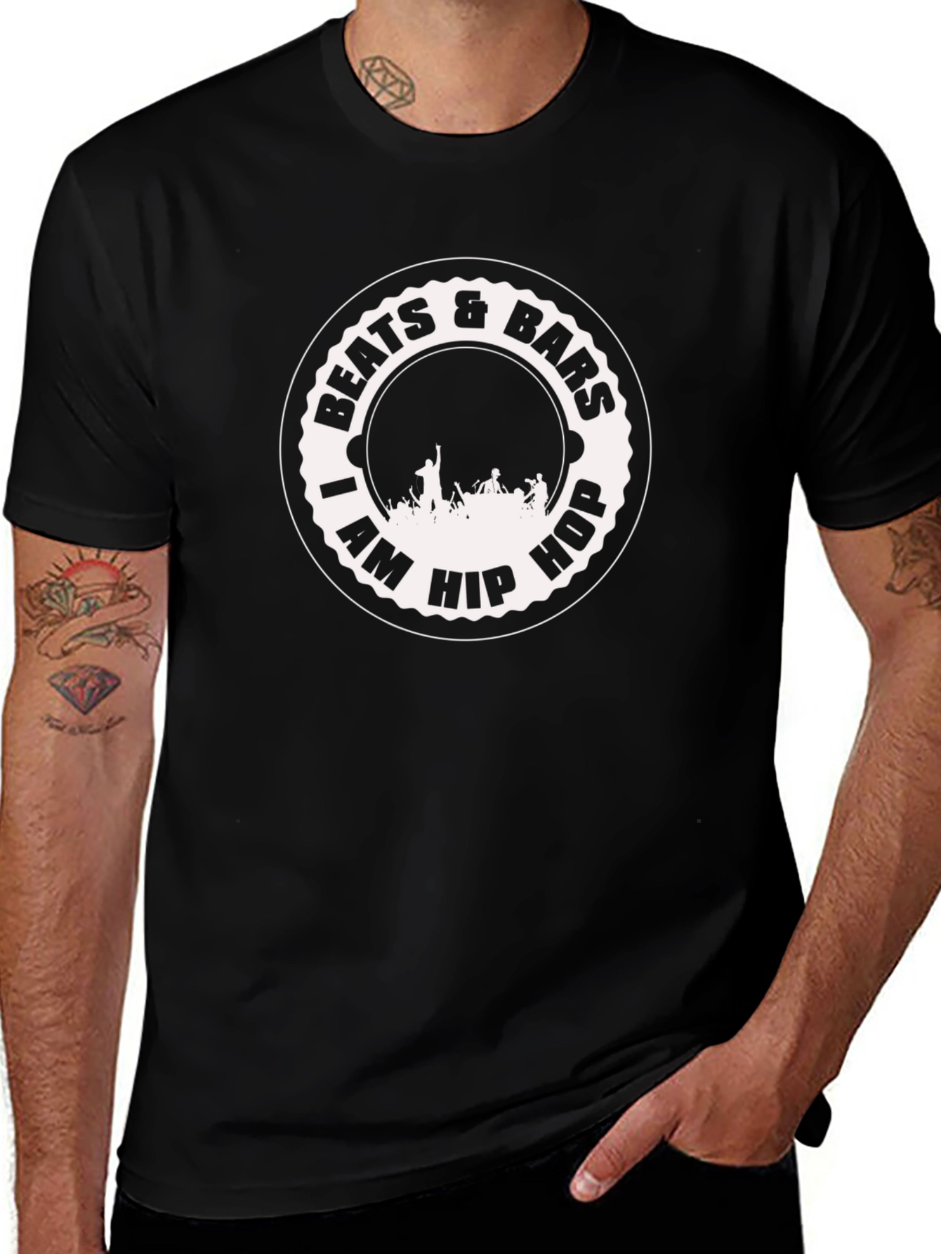 Variant 16 of Beats & Bars I Am Hip Hop Black Graphic Tee