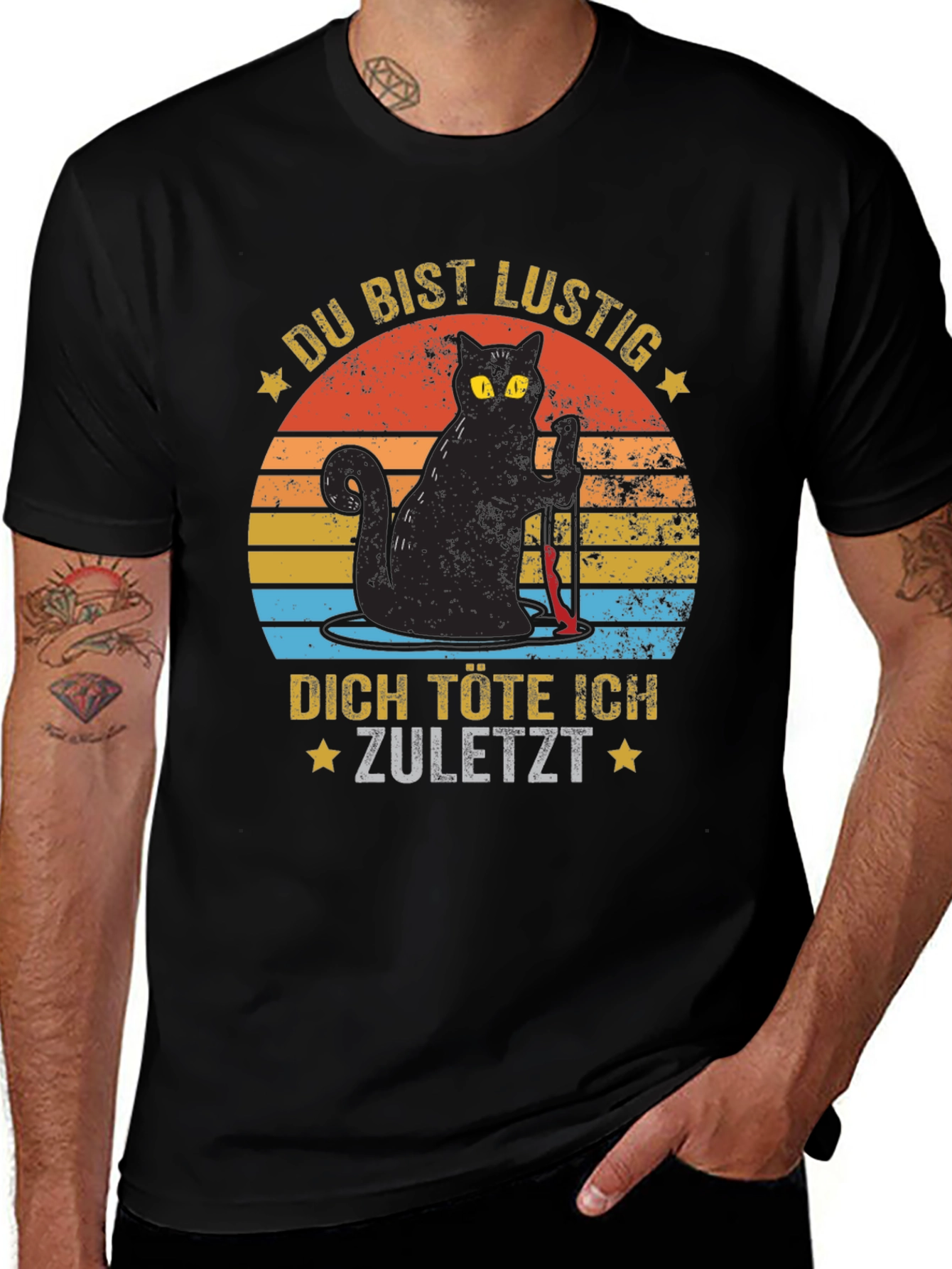 Black Funny Black Cat T-Shirt - You are Funny, I Kill You Last main image