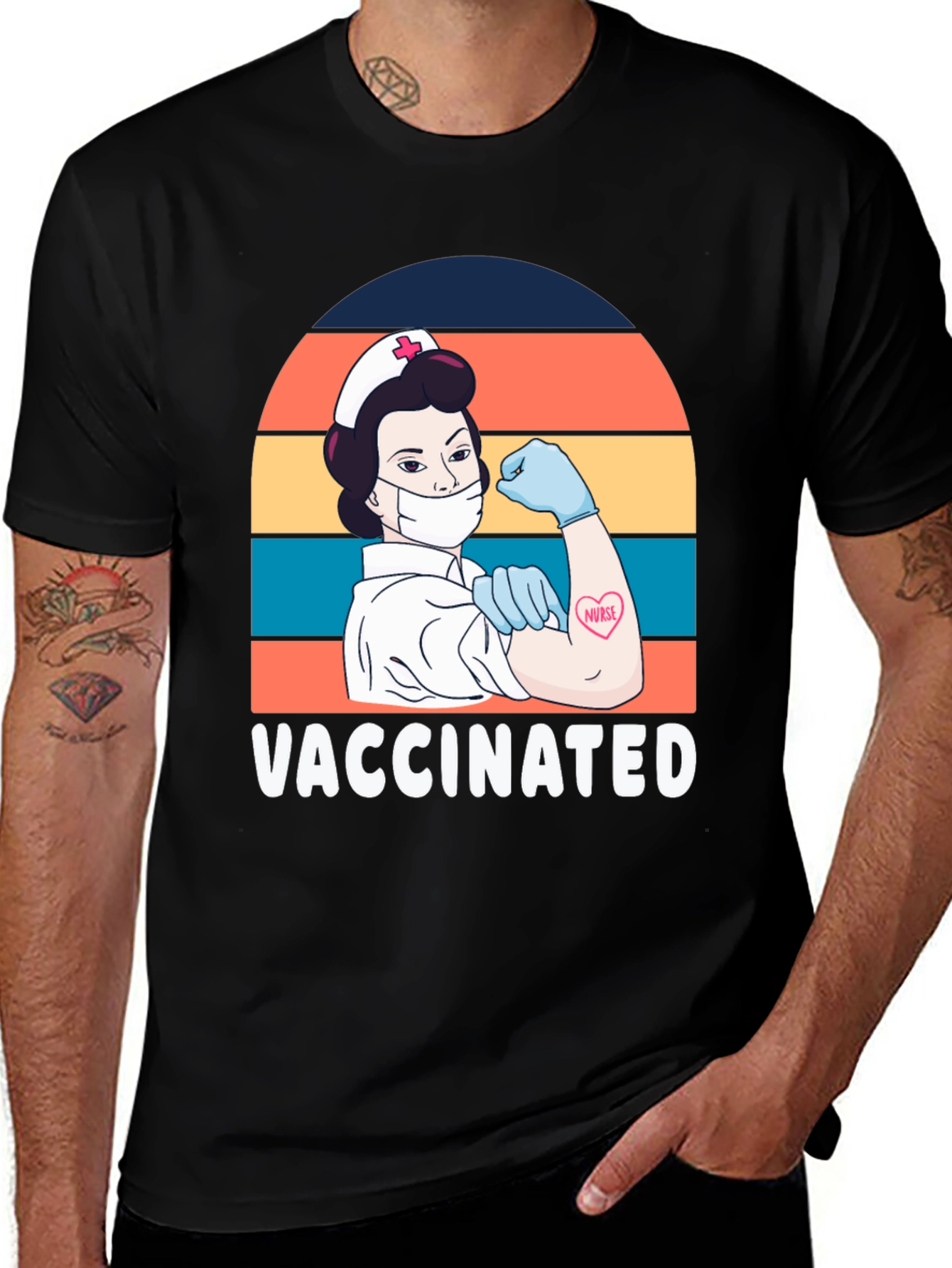 Variant 22 of Vaccinated Nurse Graphic T-Shirt