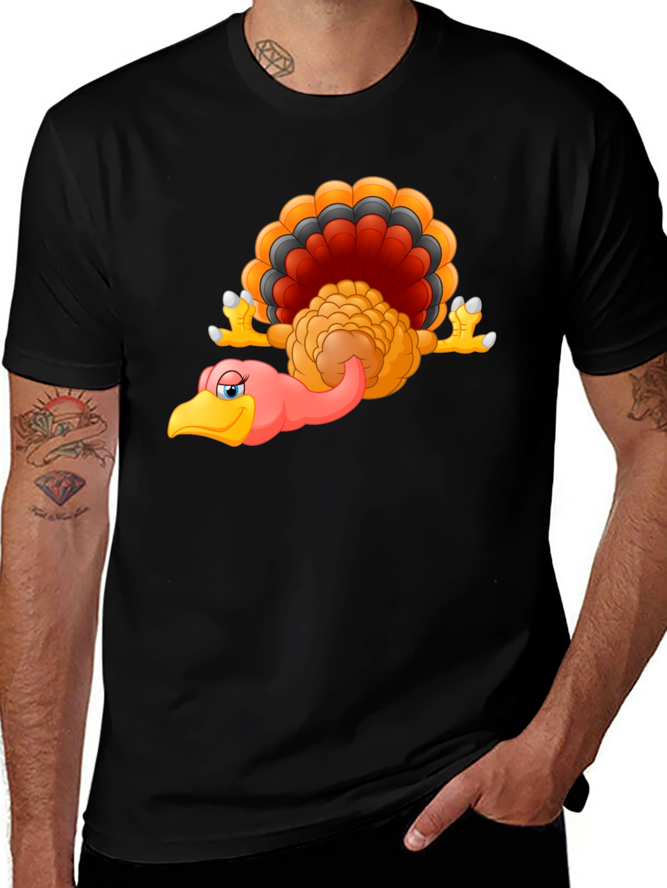 Variant 16 of Funny Turkey Cartoon Black T-Shirt