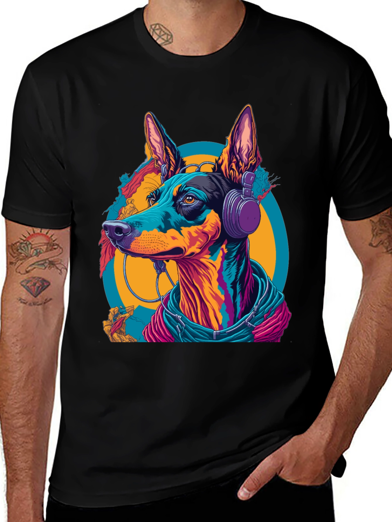 Variant 7 of Dog DJ Graphic T-Shirt - Funky Canine Style