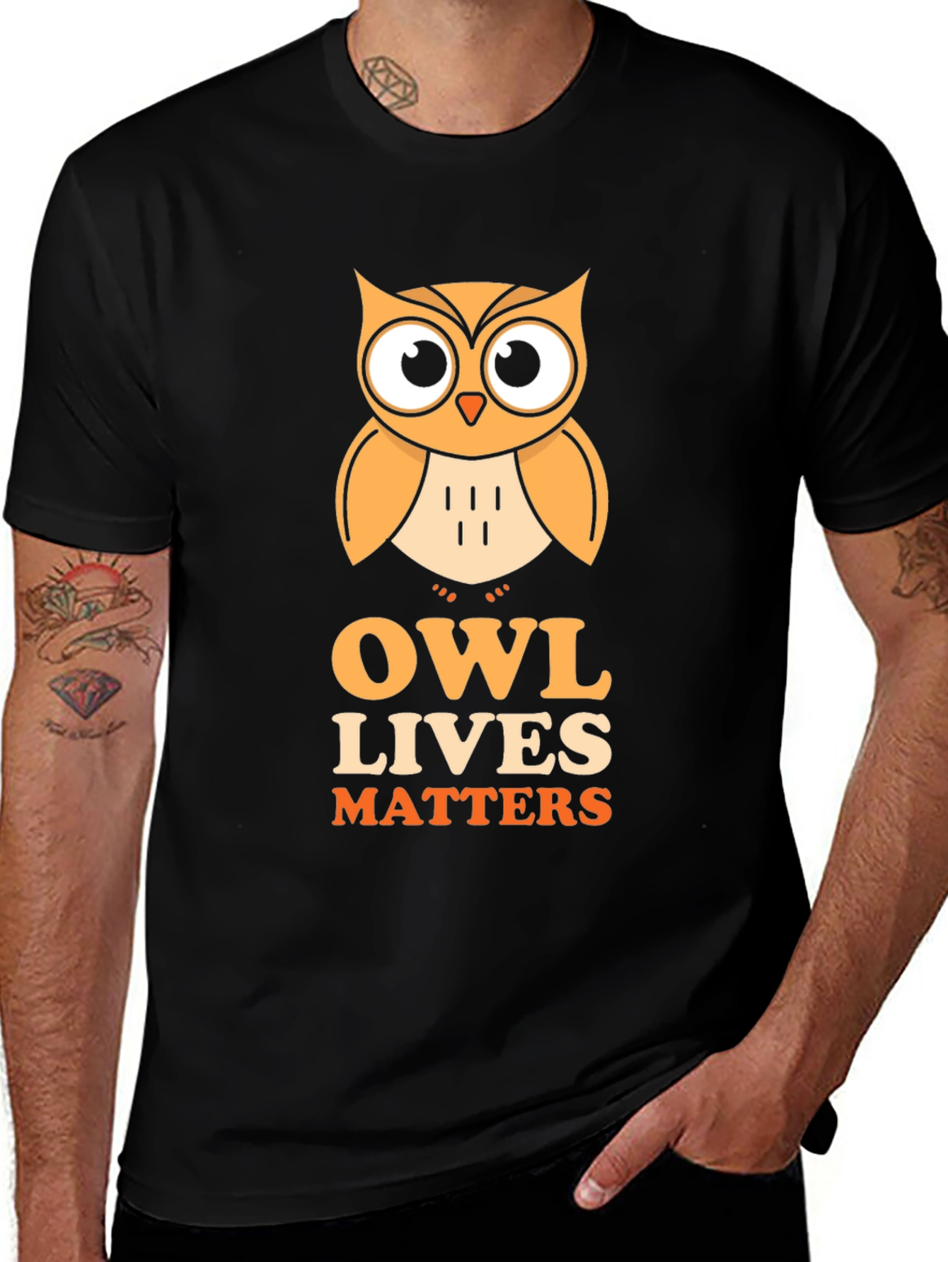 Variant 29 of Owl Lives Matters Graphic T-Shirt Black