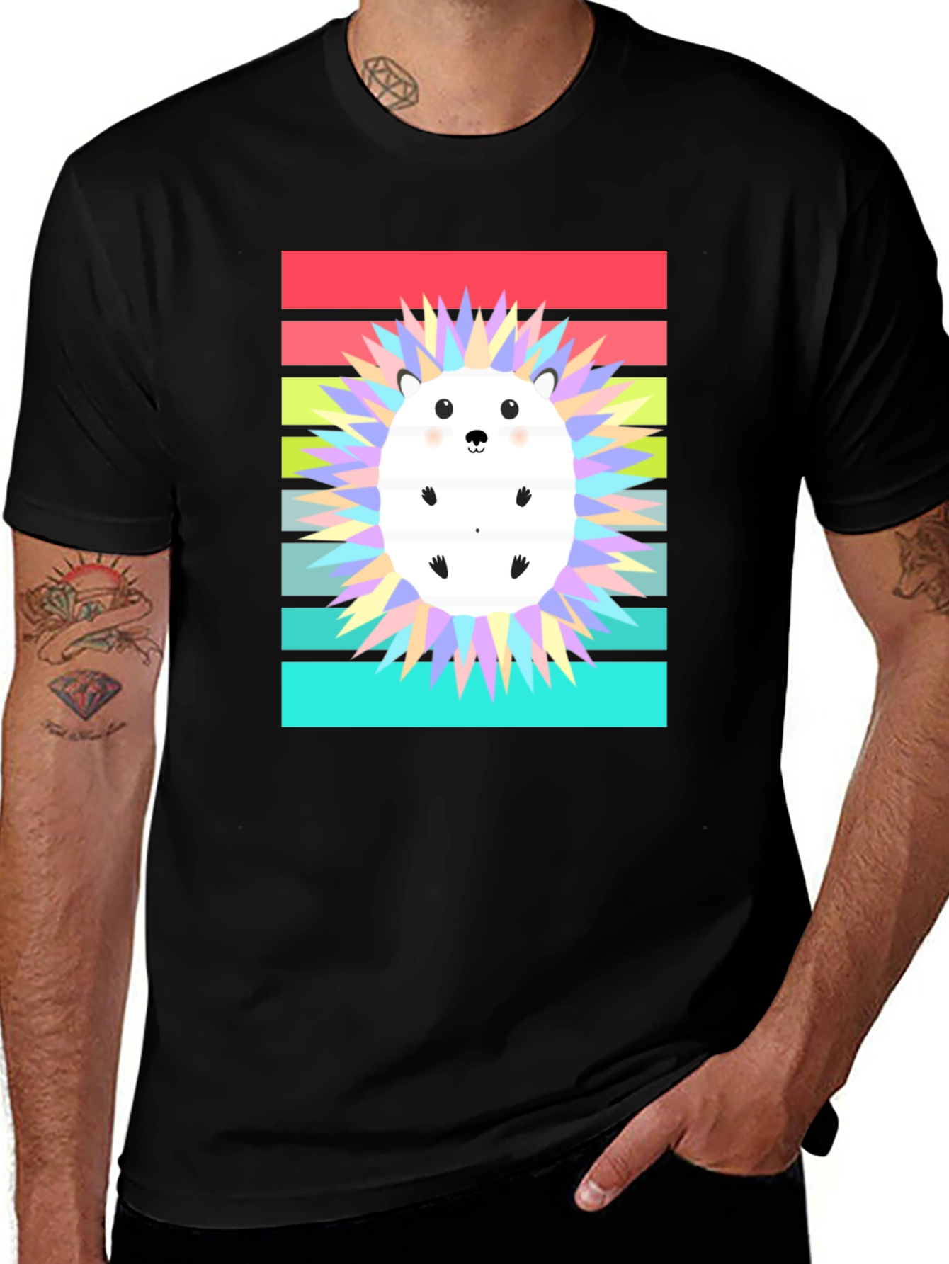 Variant 30 of Cute Hedgehog Graphic Tee - Retro Style