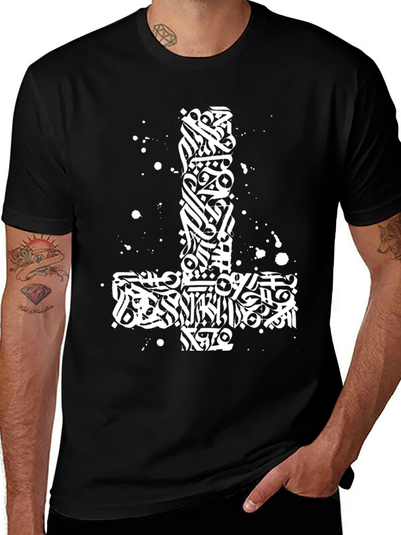 Variant 11 of Inverted Cross Graphic T-Shirt - Black