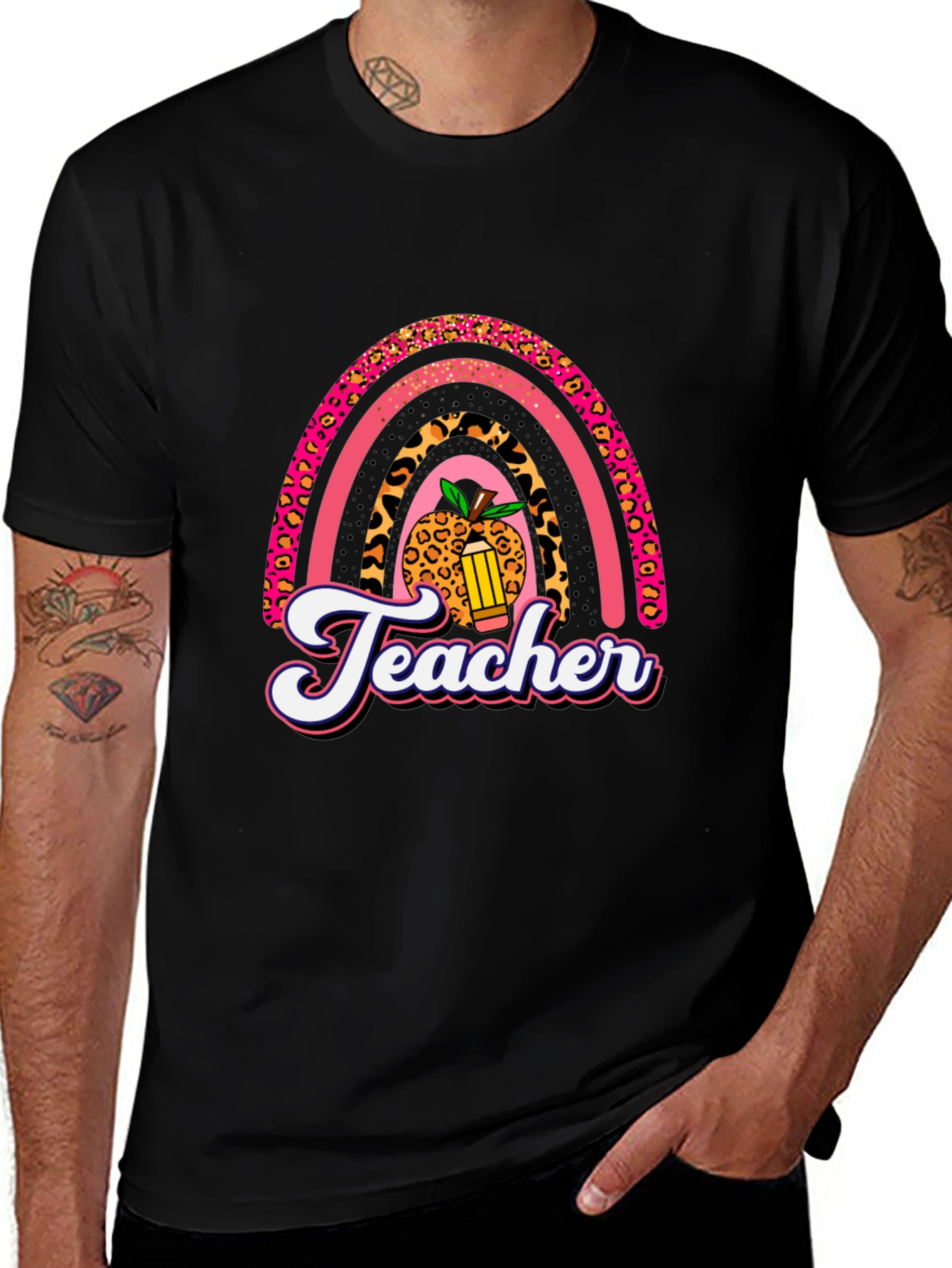 Variant 20 of Teacher Rainbow Leopard Print T-Shirt