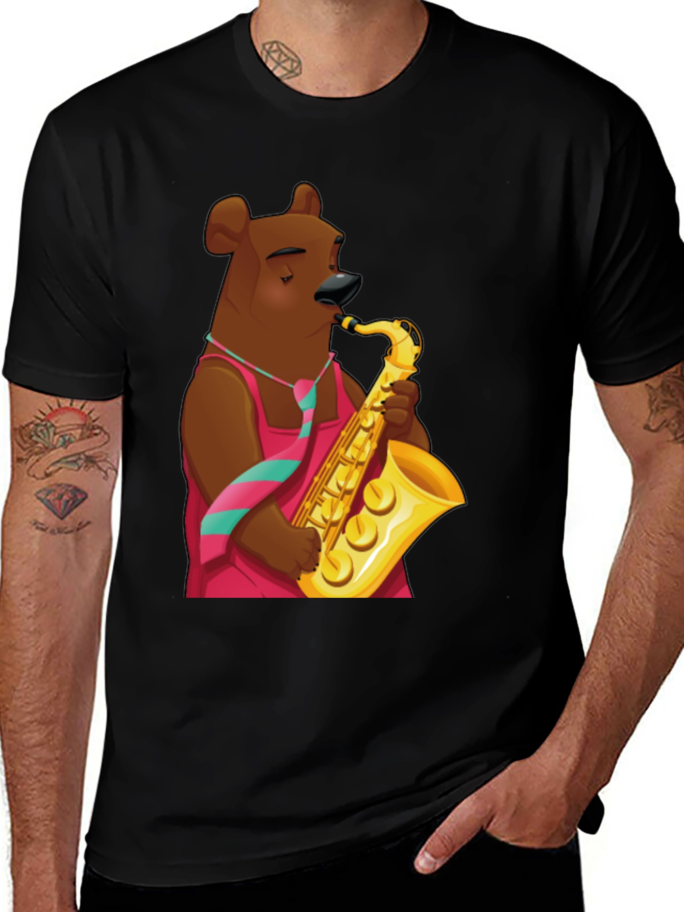 Variant 29 of Bear Saxophone Player Graphic T-Shirt
