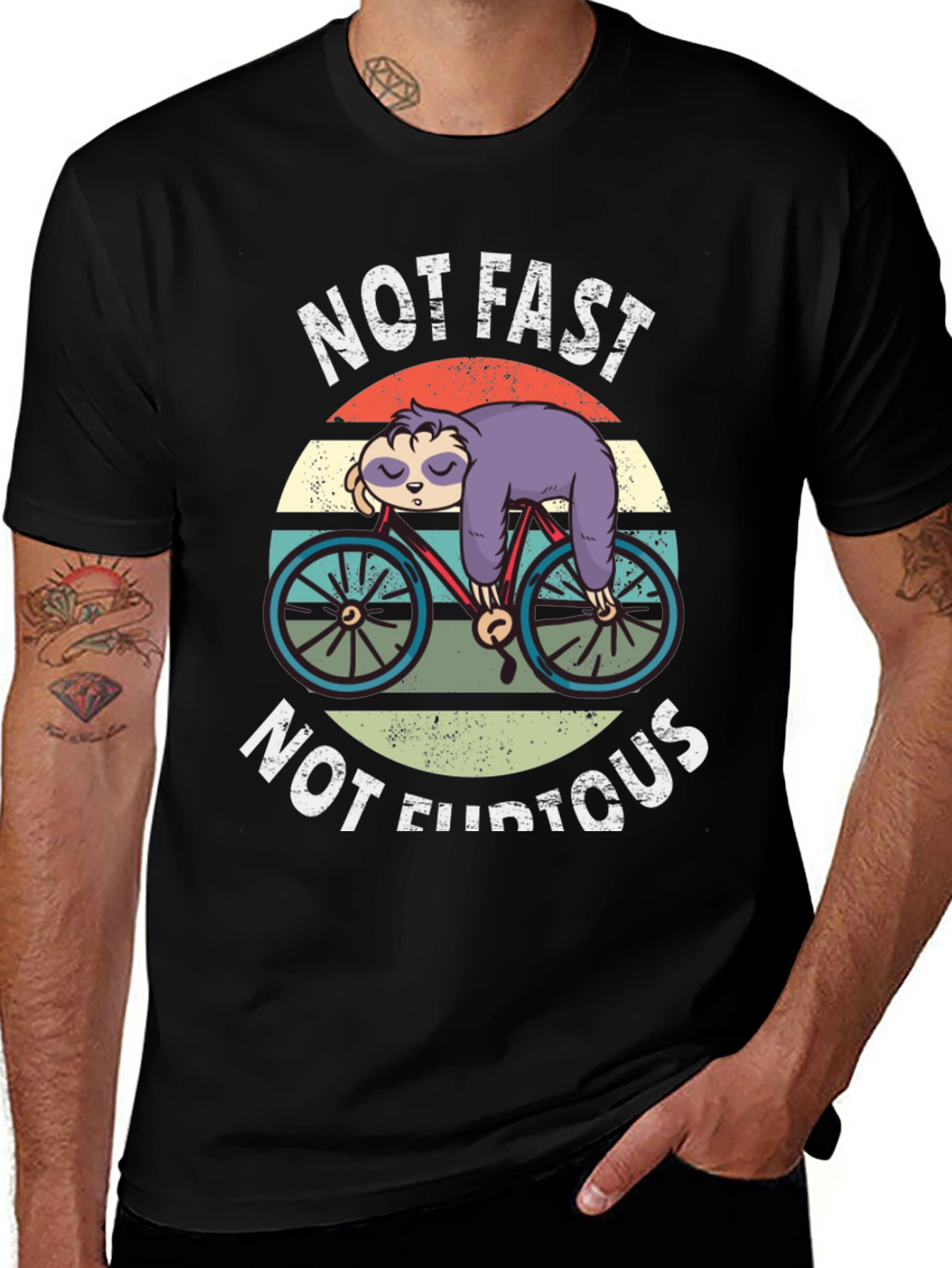 Variant 19 of Not Fast Not Furious Sloth on Bike T-Shirt