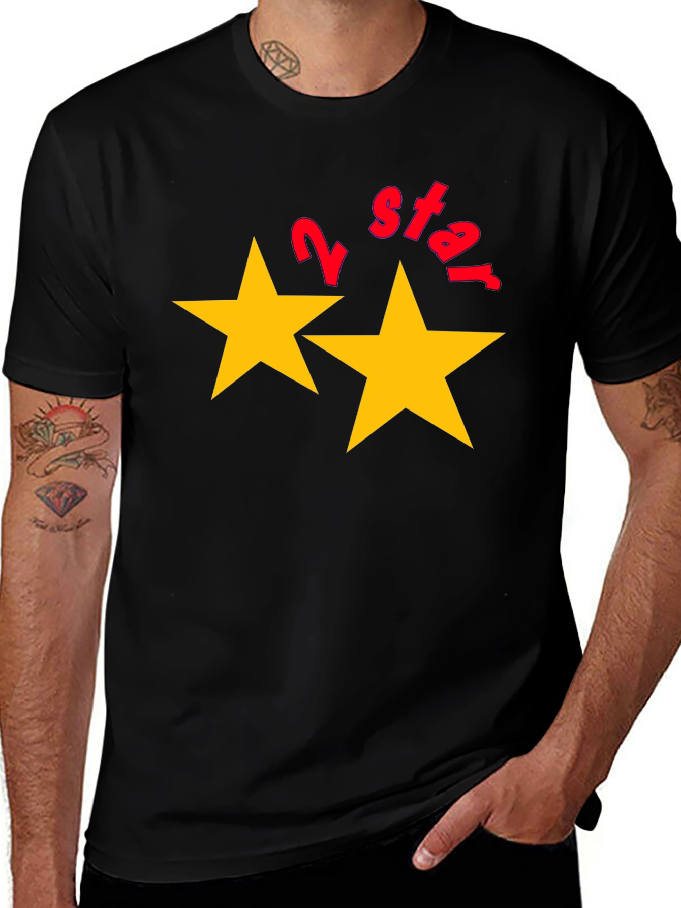 Variant 8 of Men's Black 2 Star Graphic T-Shirt