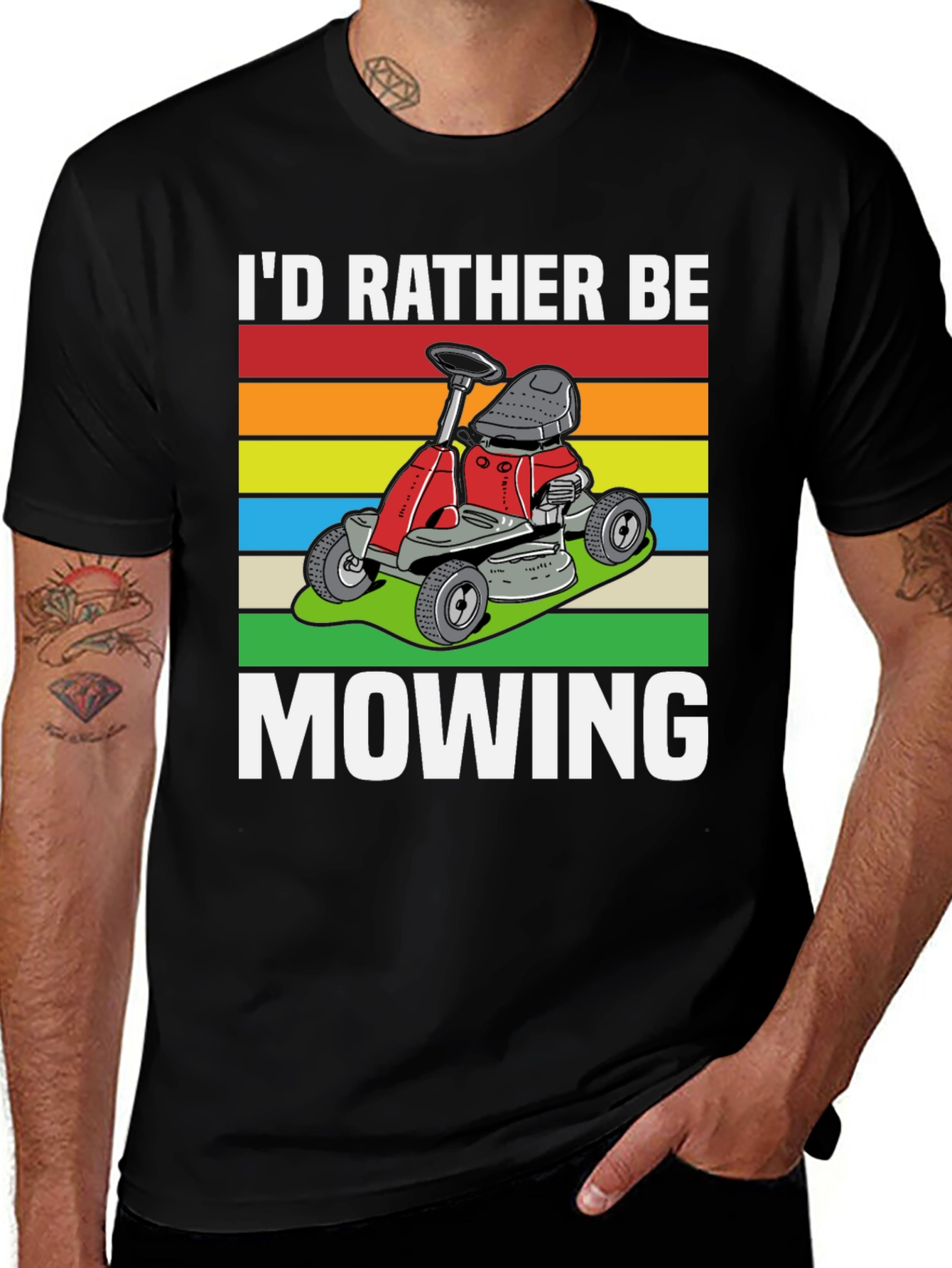 Variant 5 of I'd Rather Be Mowing T-Shirt - Lawn Care Design