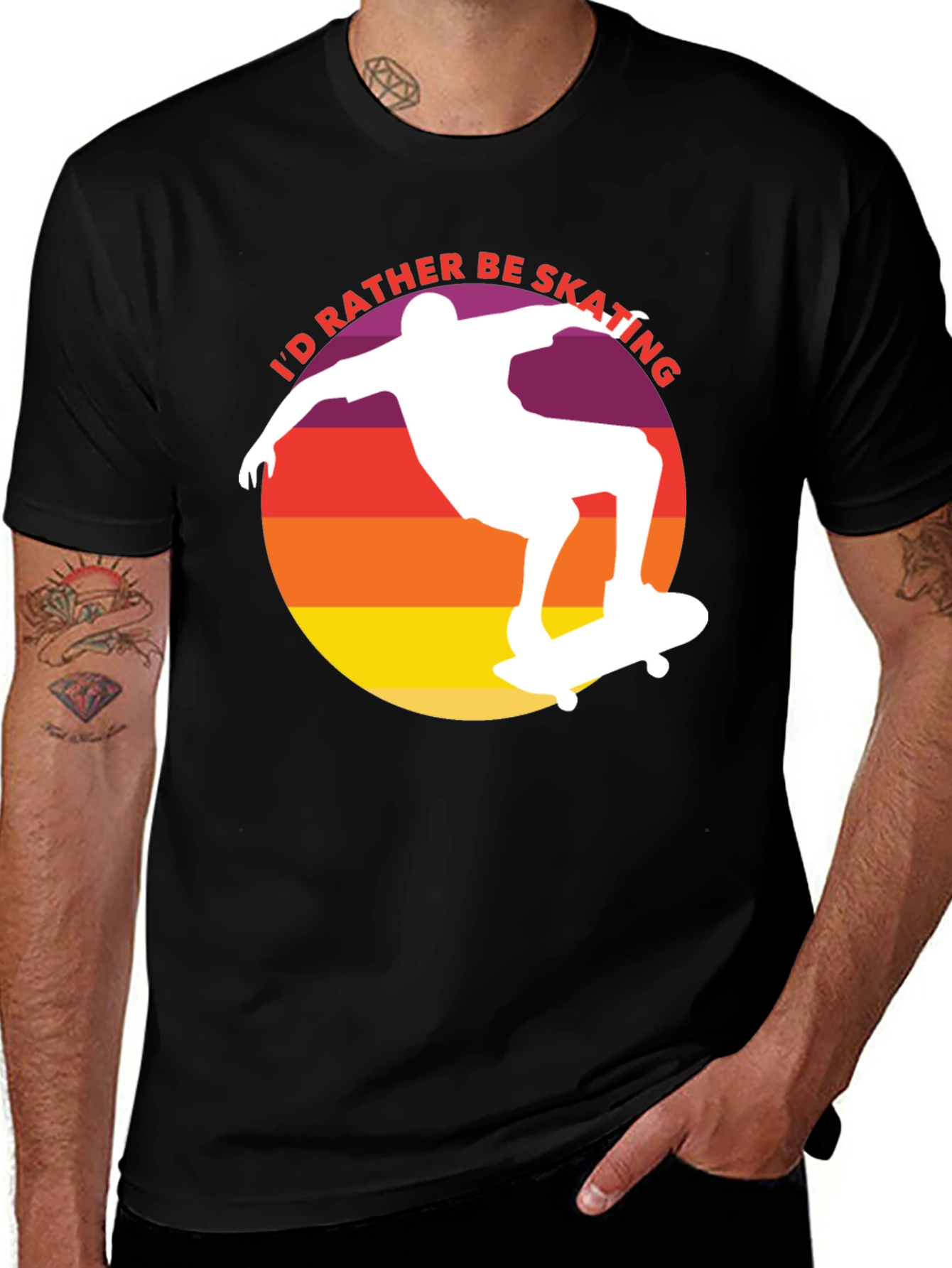 Variant 5 of Skateboarding Graphic Tee - I'd Rather Be Skating T-Shirt