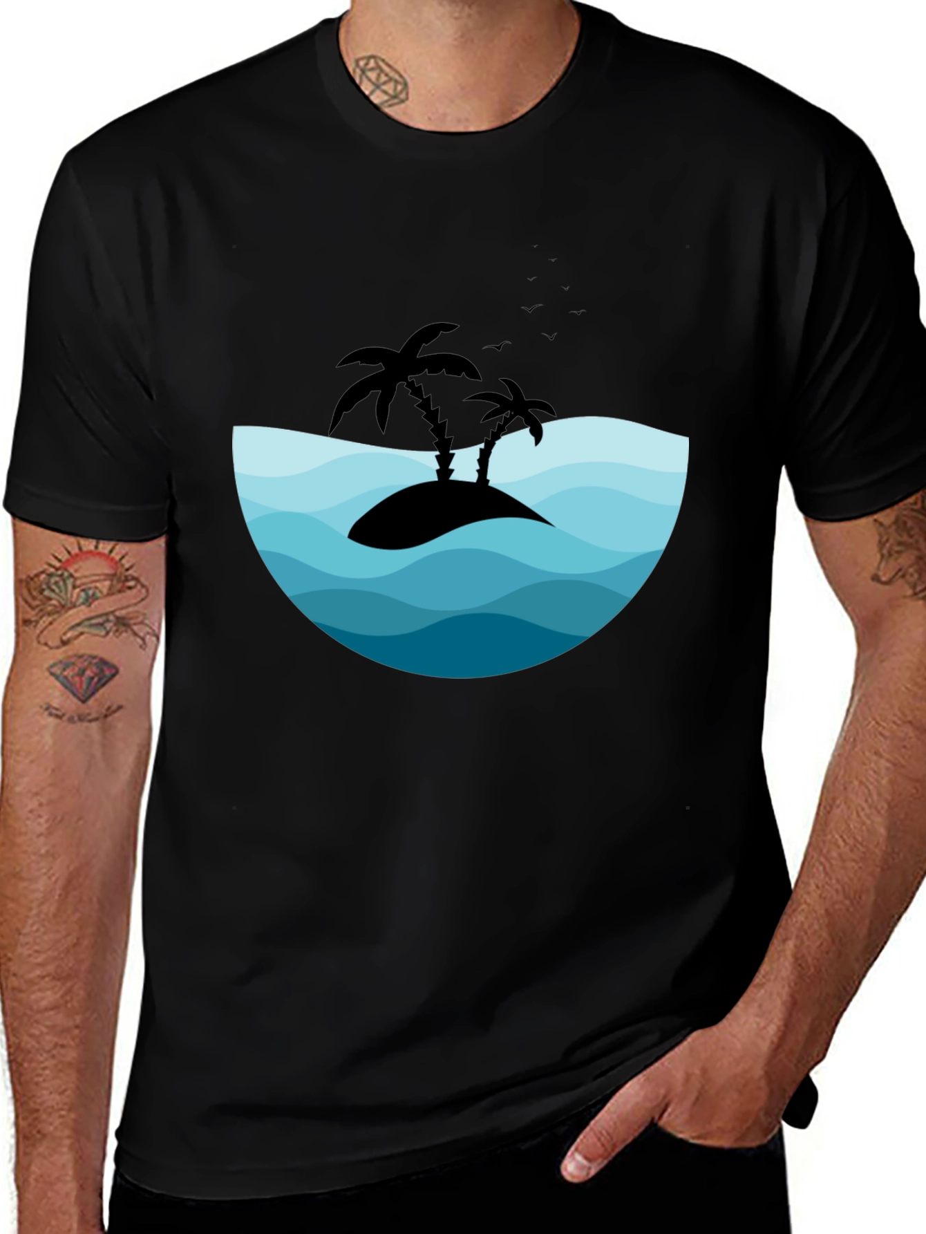 Variant 13 of Island Vibes Black Graphic Tee