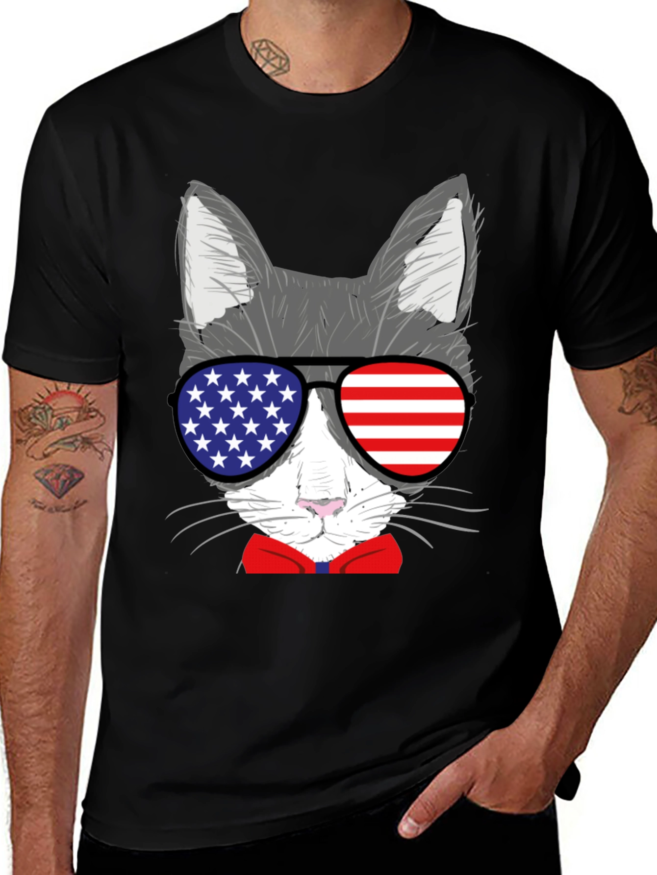 Variant 24 of Patriotic Cat T-Shirt - USA Sunglasses