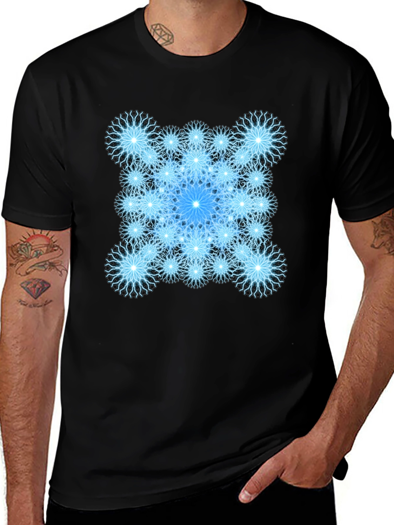 Fractal Starburst Graphic Tee - Black