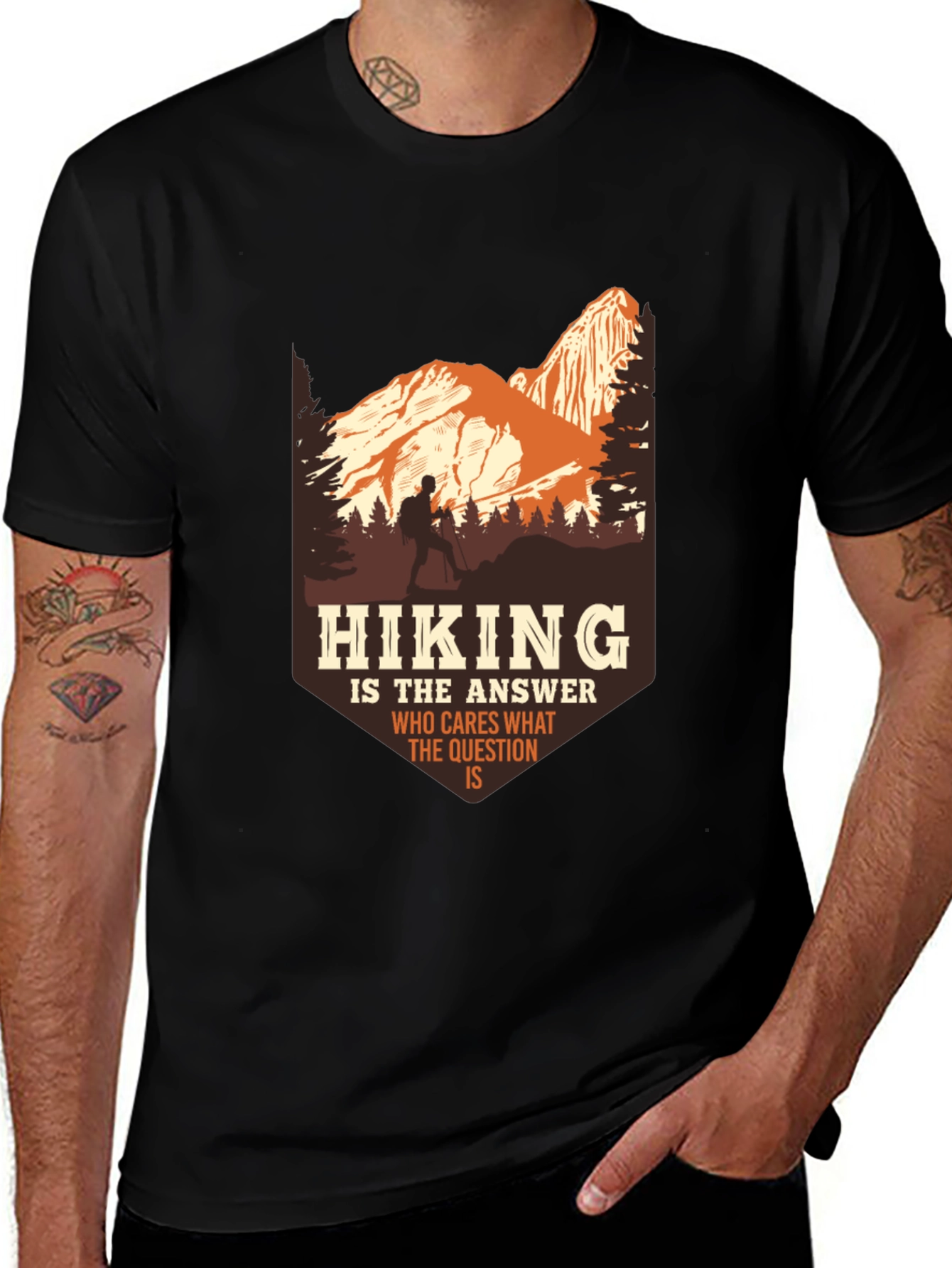 Variant 28 of Hiking is the Answer Graphic T-Shirt