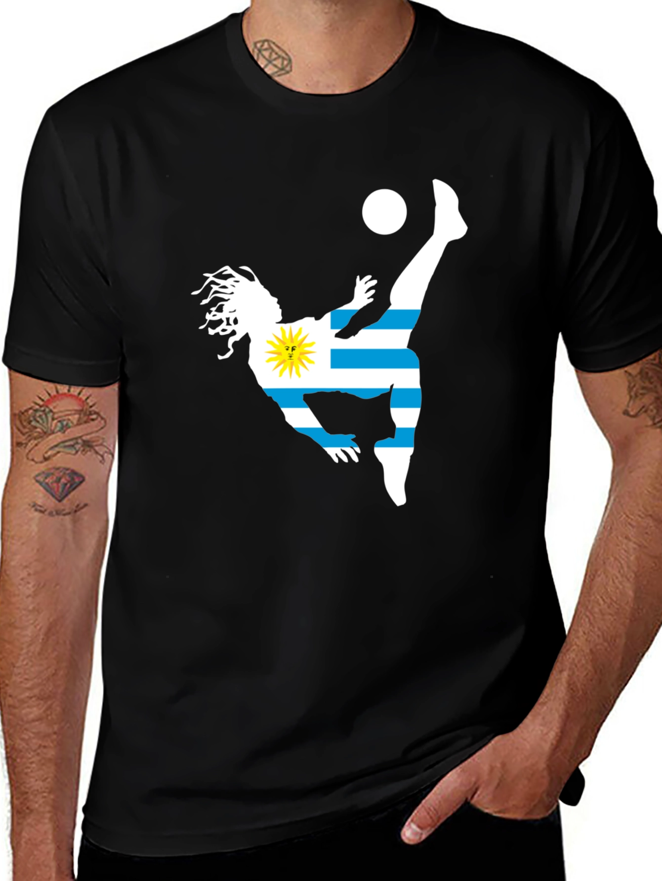Variant 12 of Uruguay Soccer Silhouette Graphic T-Shirt