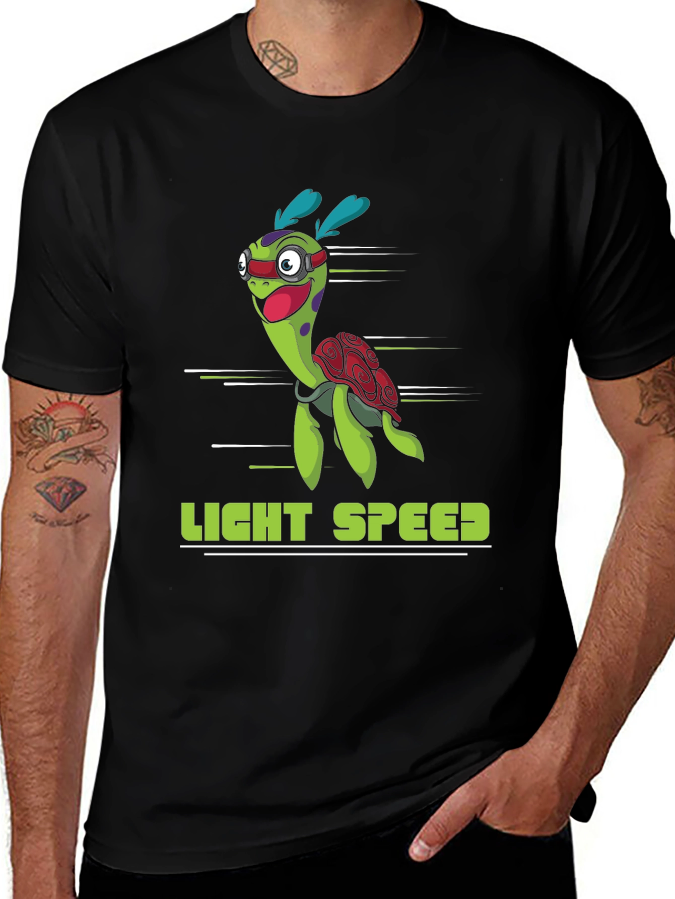 Variant 29 of Light Speed Turtle Graphic T-Shirt - Black
