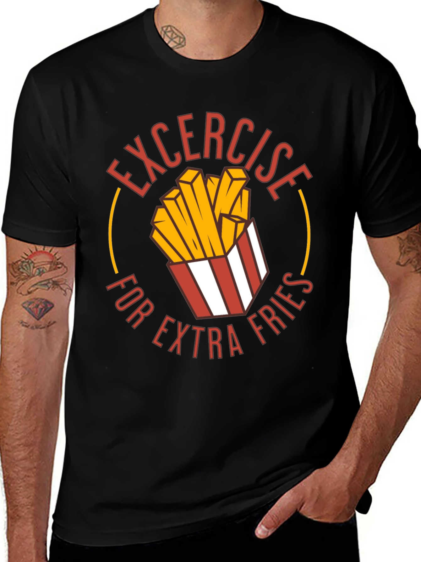 Variant 12 of Exercise for Extra Fries T-Shirt - Funny Foodie Tee
