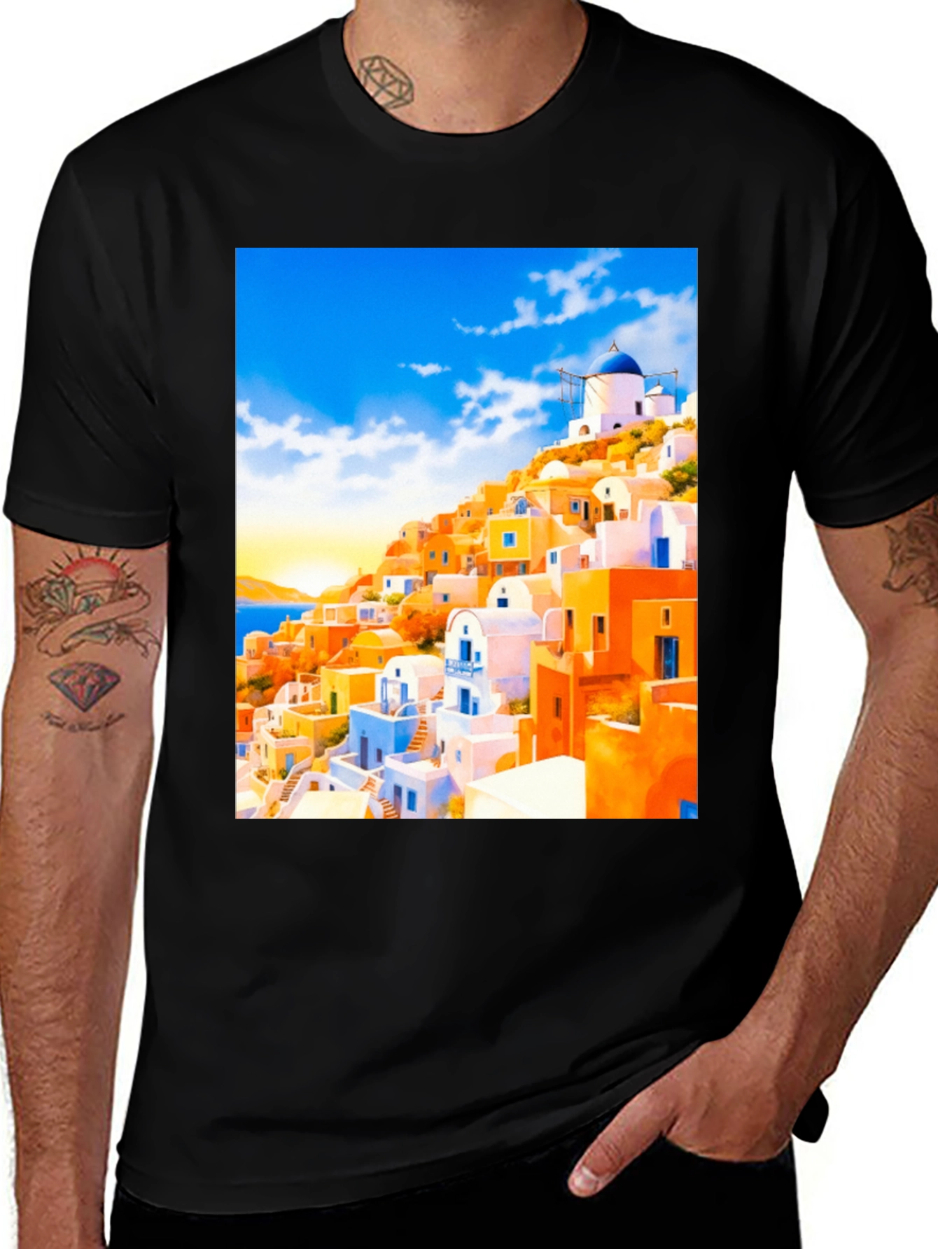 Santorini Inspired T-Shirt - Island Paradise