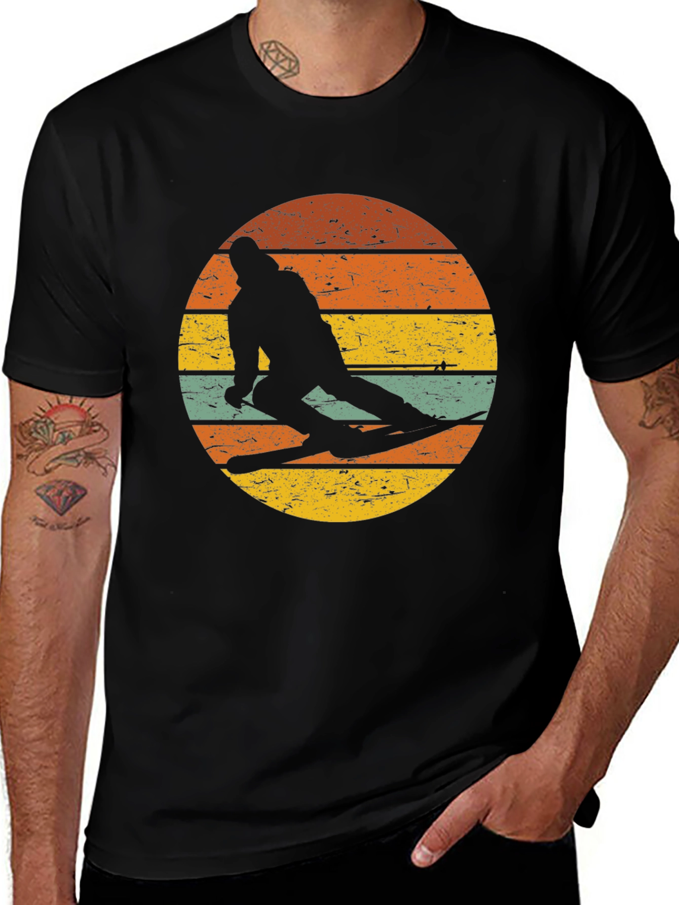 Variant 8 of Vintage Skiing T-Shirt - Retro Sunset Design