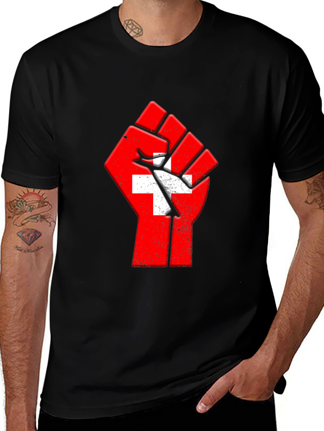 Variant 21 of Switzerland Fist Flag T-Shirt