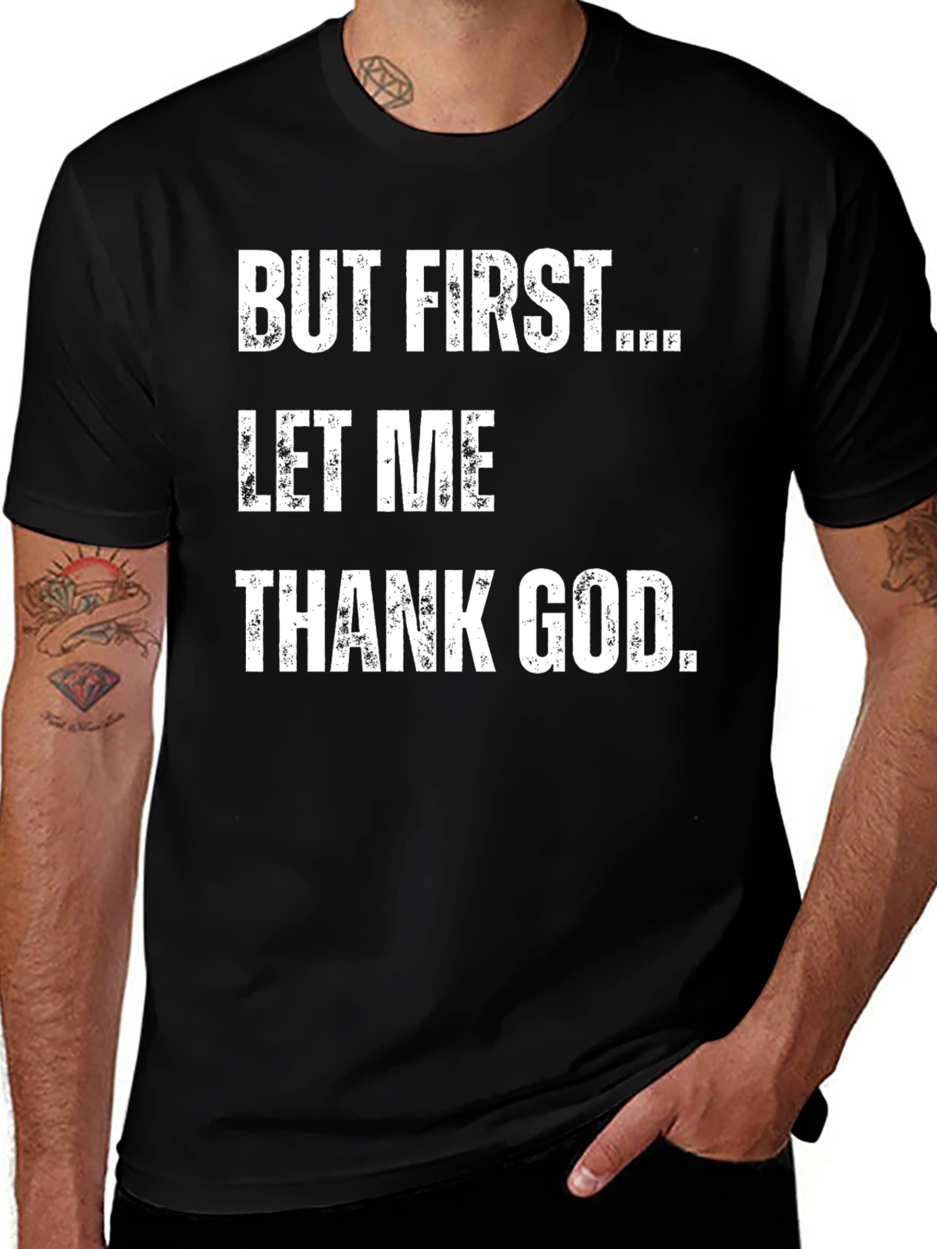 Variant 4 of But First Let Me Thank God T-Shirt Black Cotton Blend