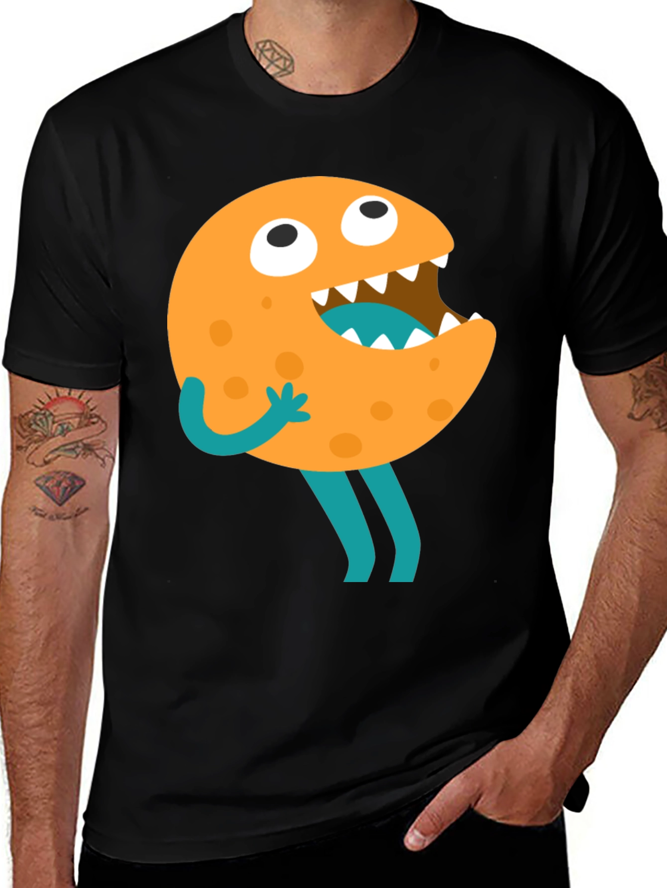 Variant 5 of Funny Monster Graphic Black T-Shirt