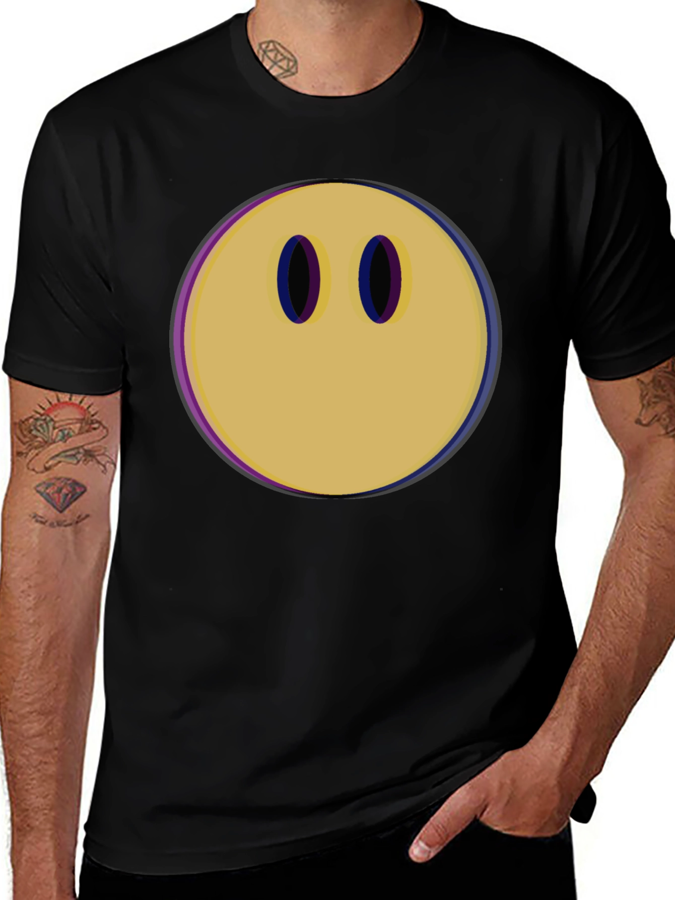 Variant 17 of Smiley Face Graphic Tee - Classic Black Cotton T-Shirt