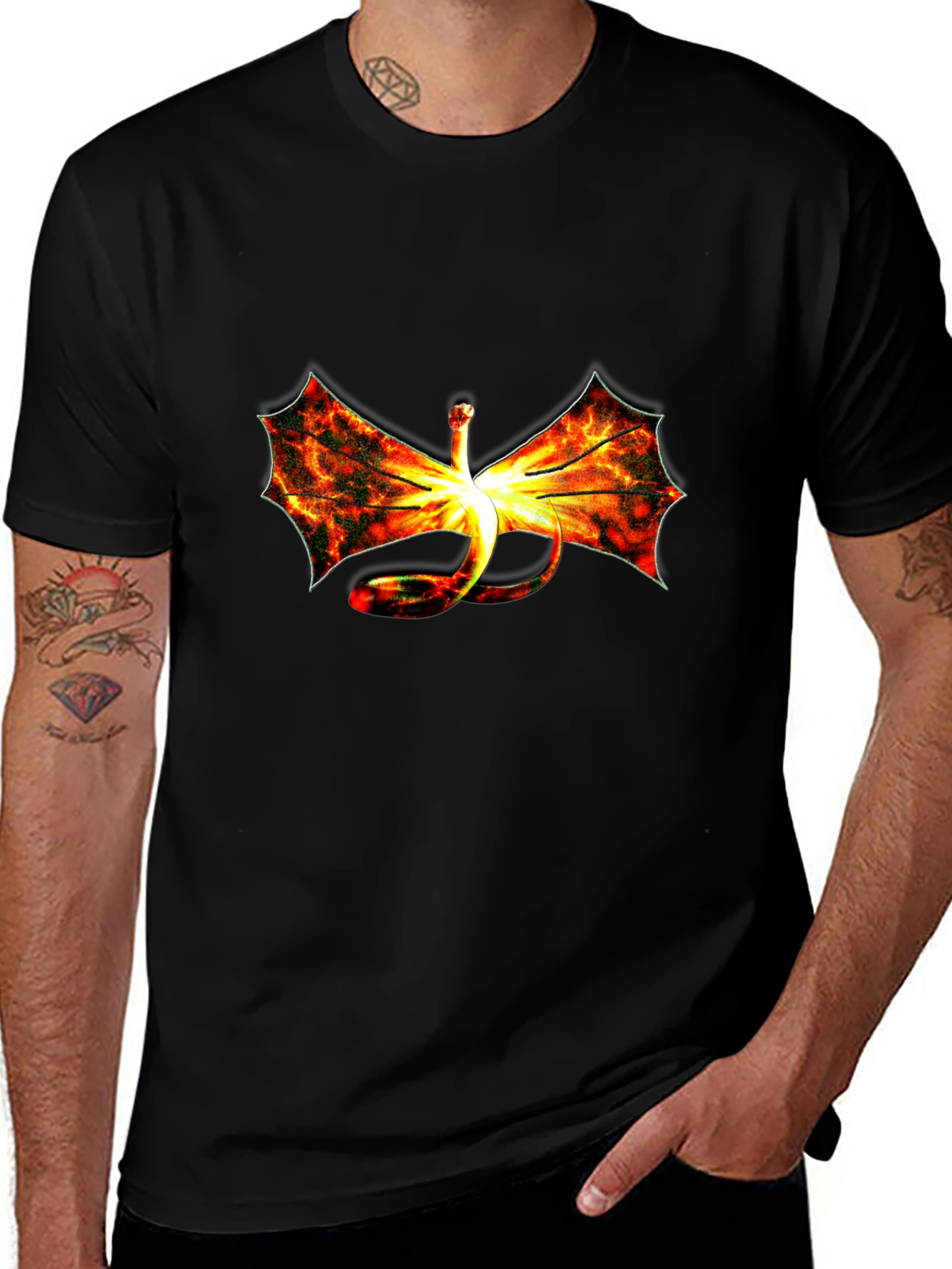 Variant 2 of Fiery Dragon Graphic Black T-Shirt