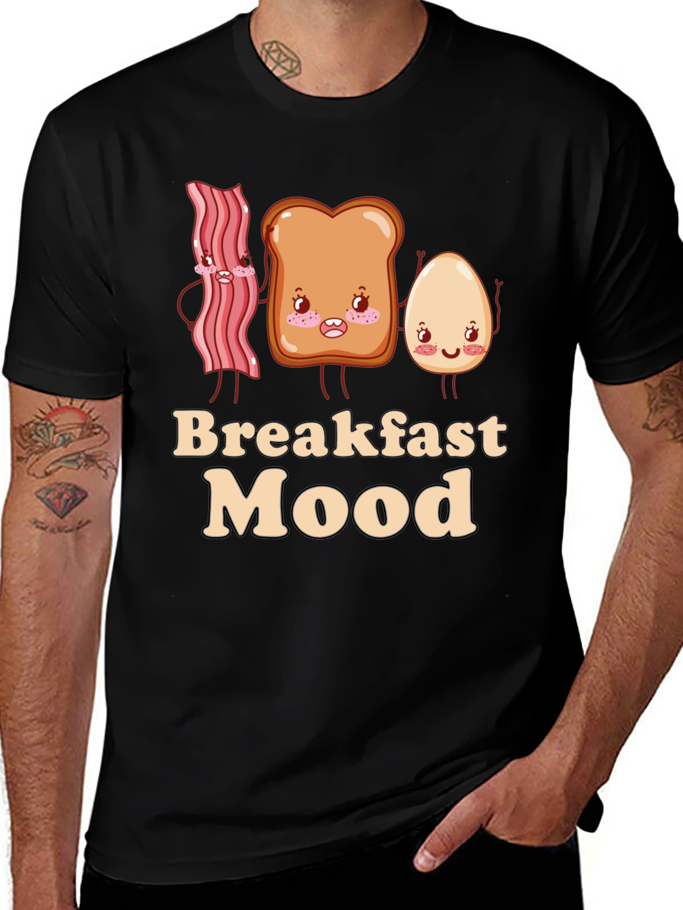 Breakfast Mood Cartoon Graphic T-Shirt