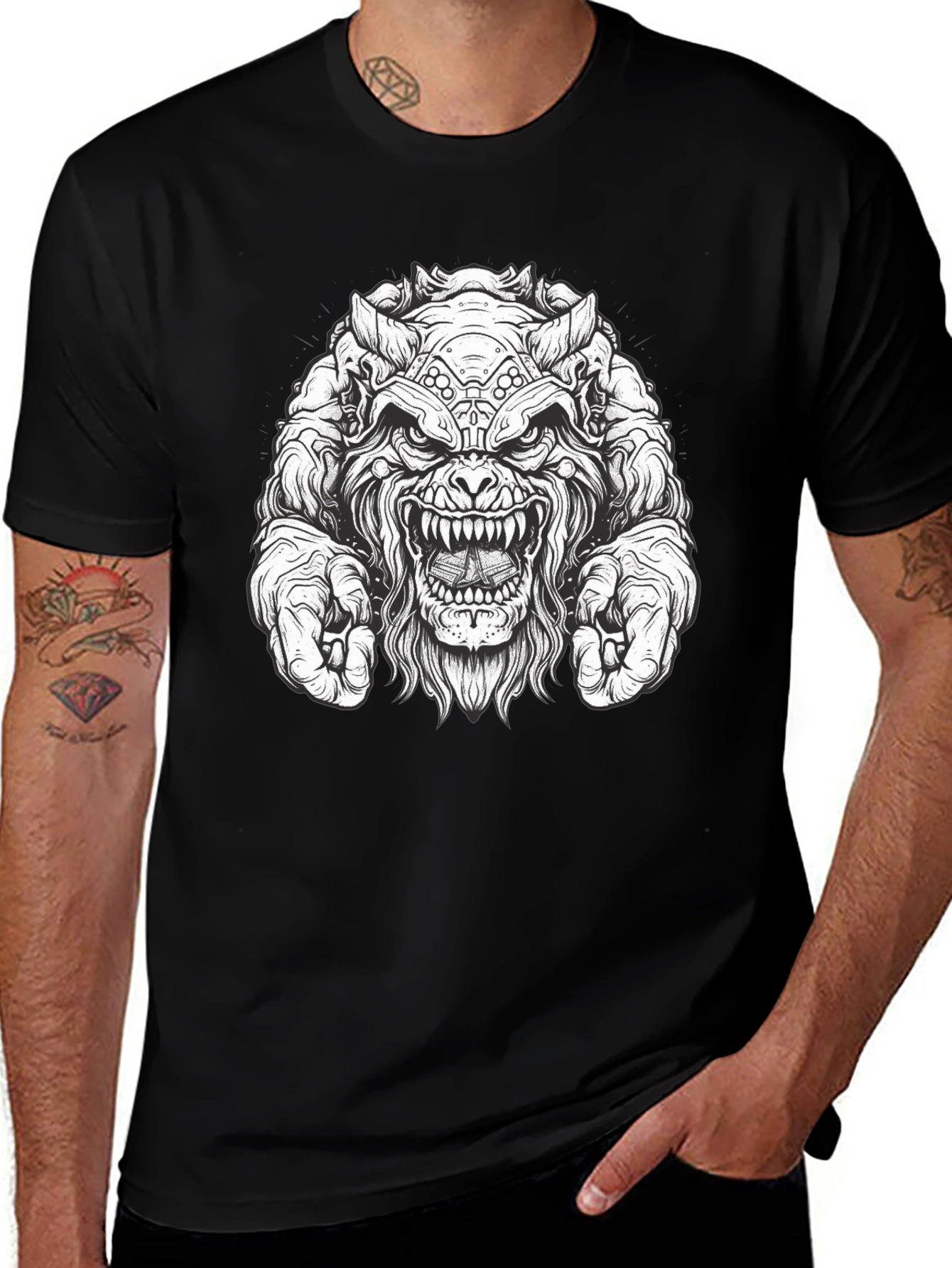 Variant 11 of Monster Graphic Black T-Shirt