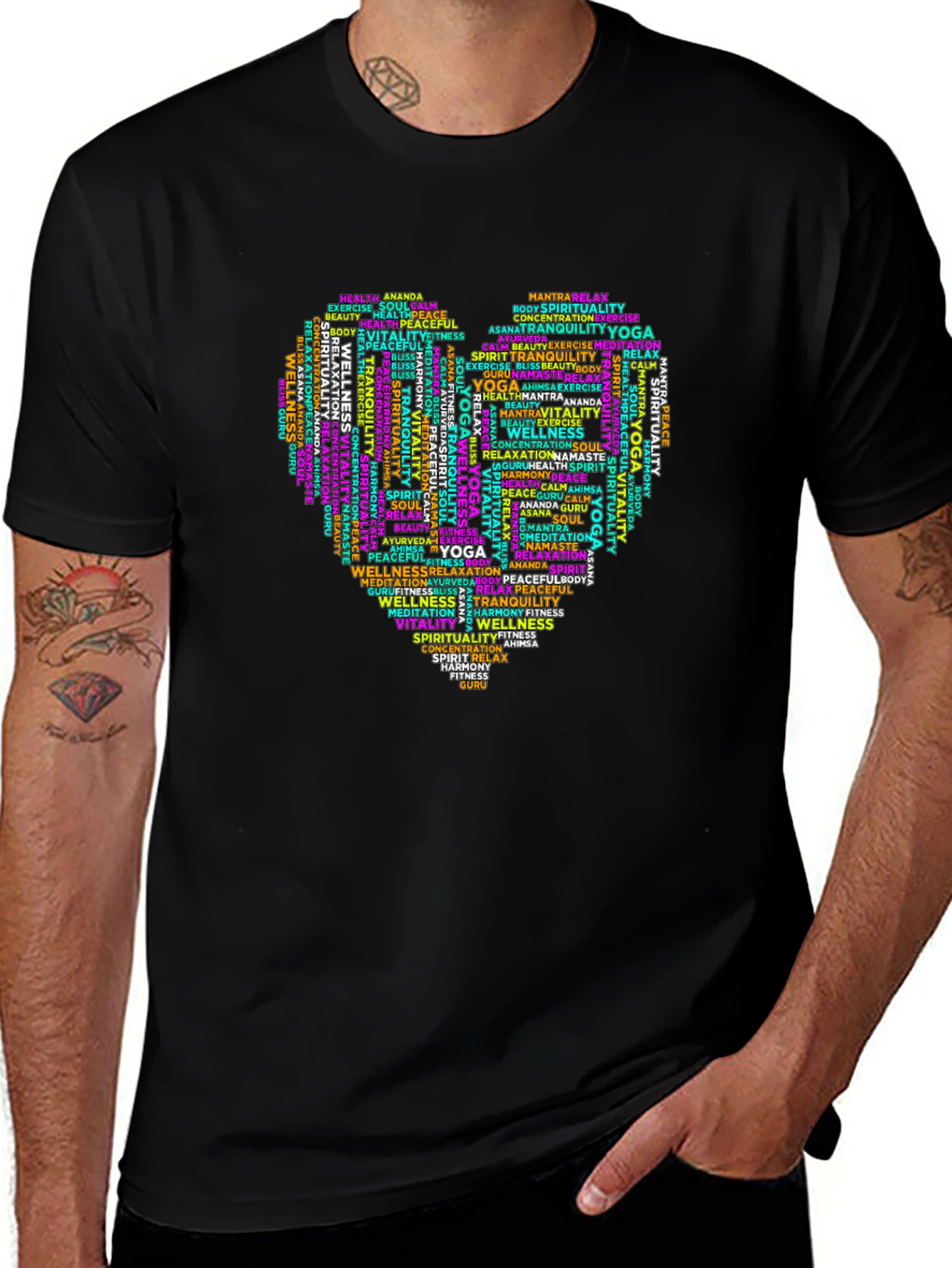 Variant 23 of Yoga Word Art Heart T-Shirt