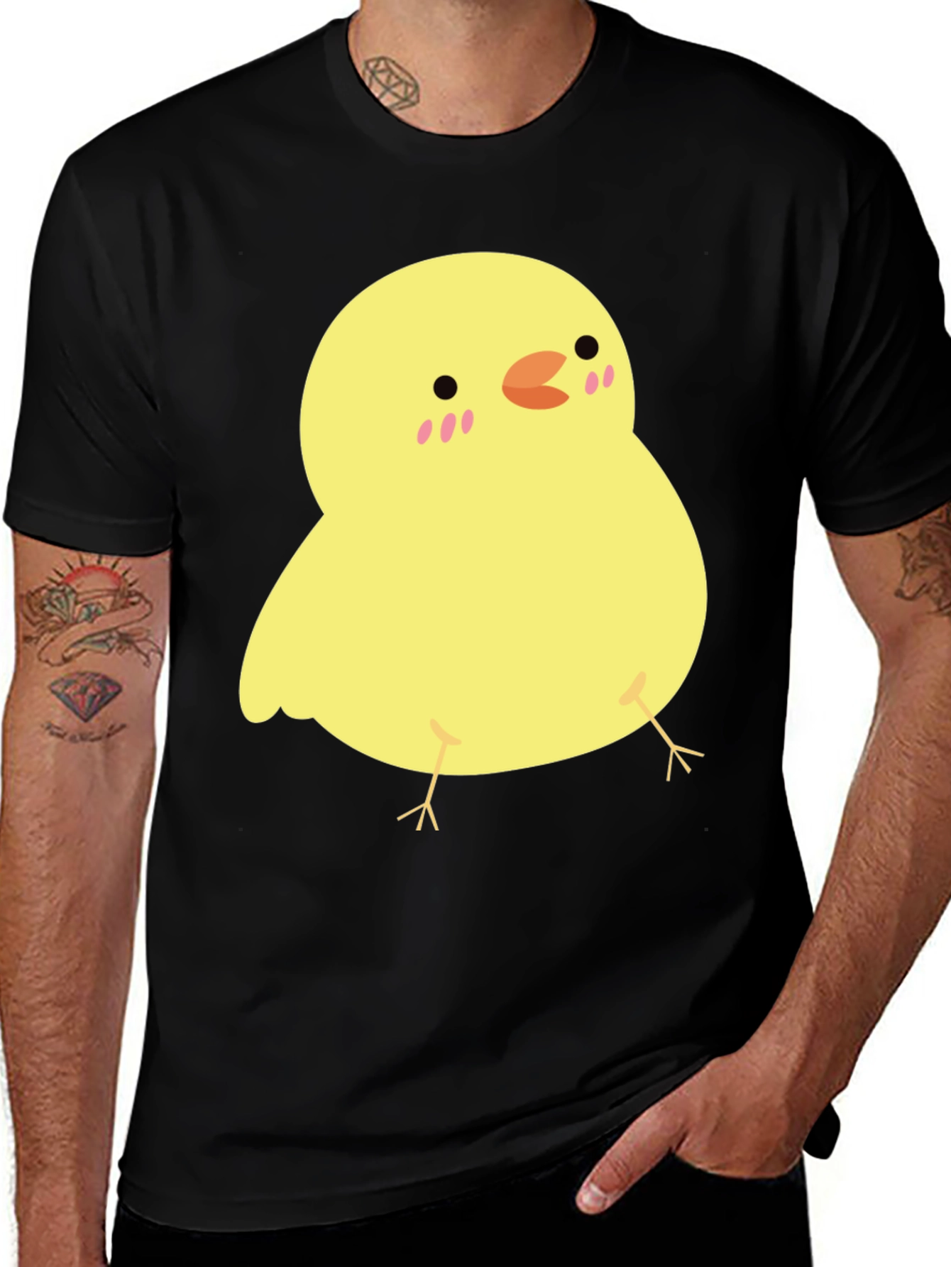 Variant 16 of Cute Chick Graphic Tee - Black Cotton T-Shirt