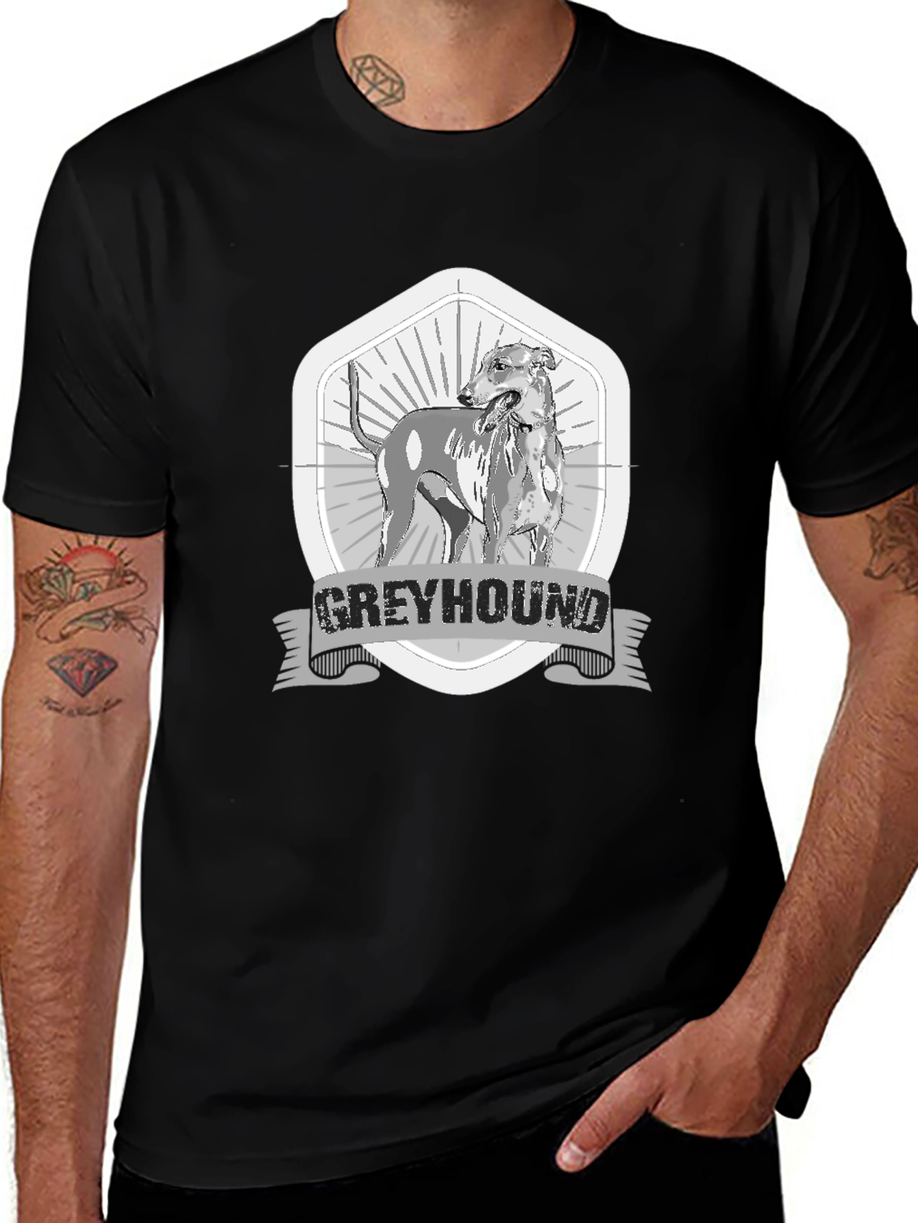 Variant 22 of Greyhound Dog Graphic Tee - Men's Black T-Shirt