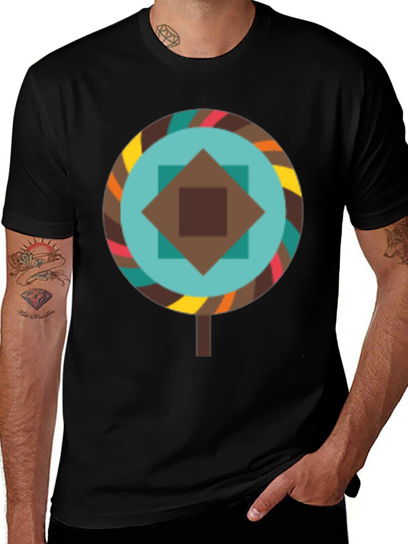 Variant 18 of Geometric Lollipop Graphic Tee - Black