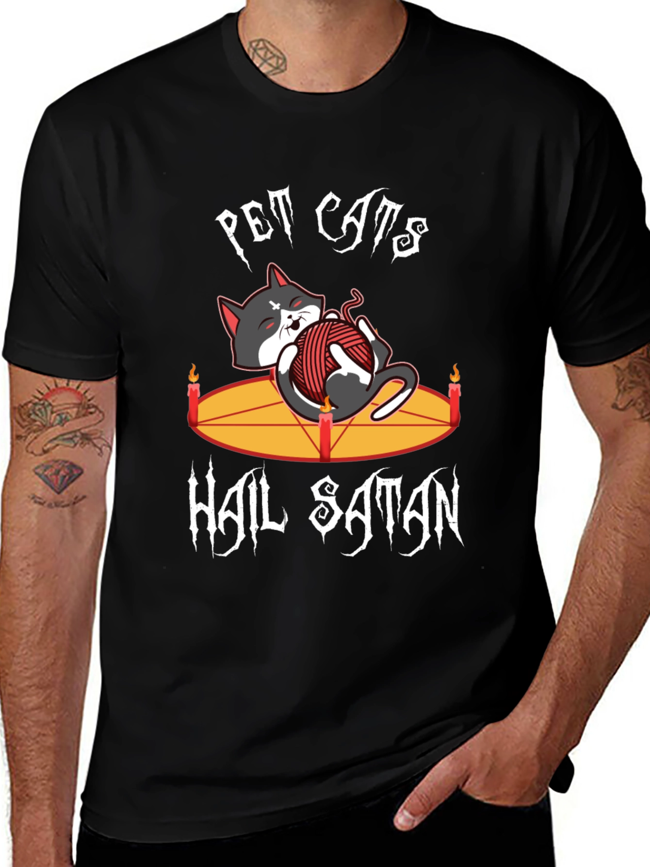 Variant 12 of Pet Cats Hail Satan T-Shirt