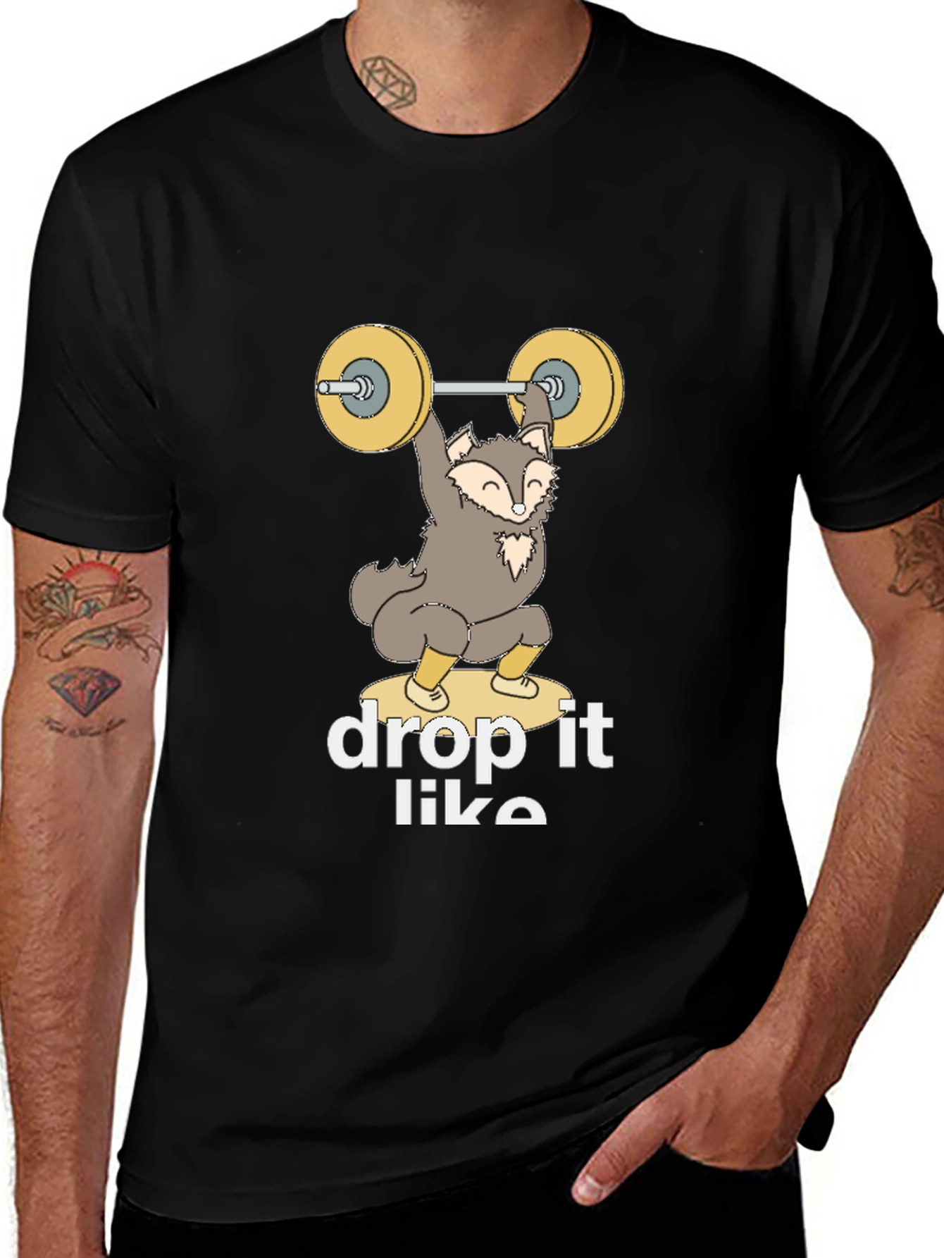 Variant 15 of Funny Wolf Weightlifting T-Shirt - Drop It Like It's Hot!