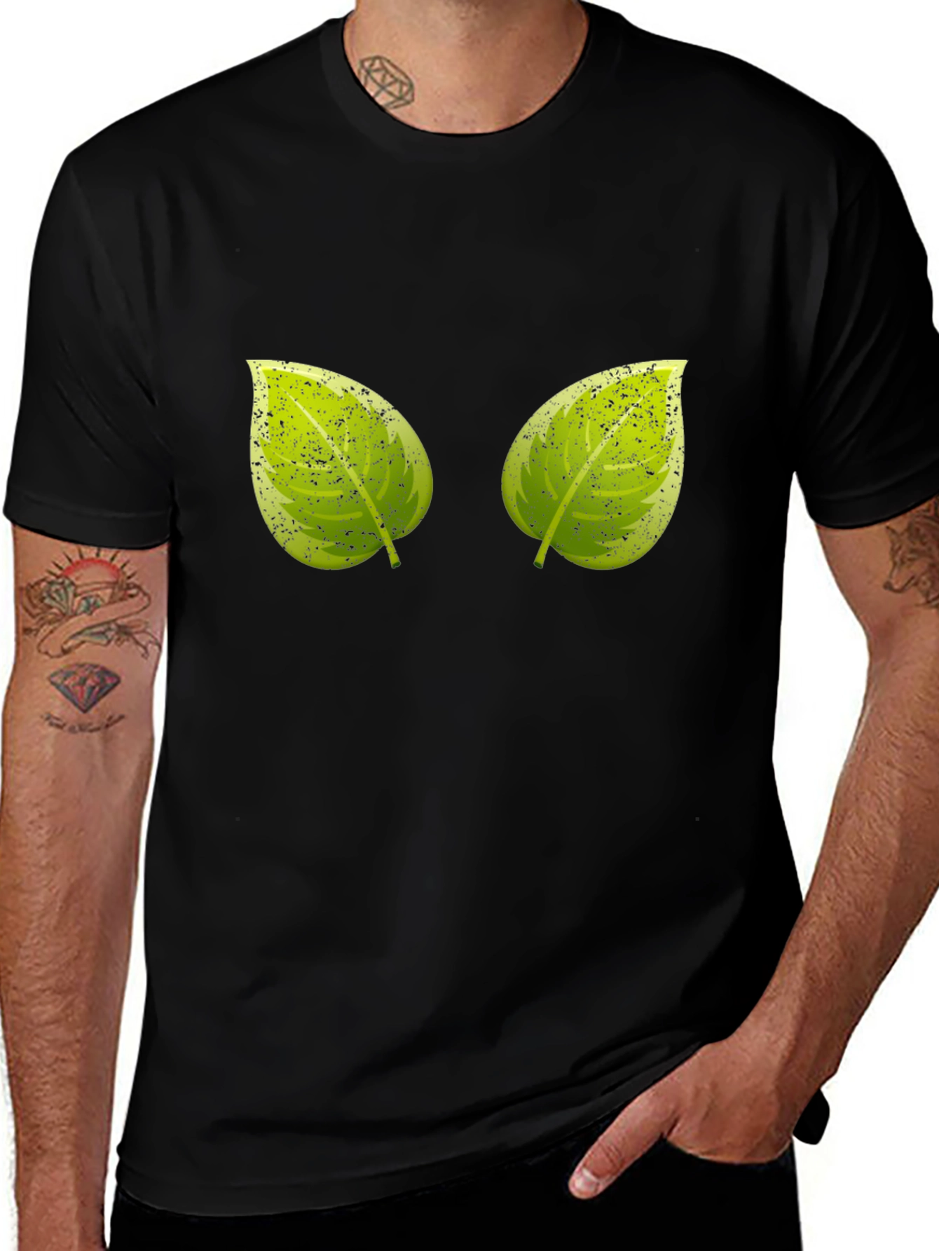 Leaf Print Crew Neck T-Shirt