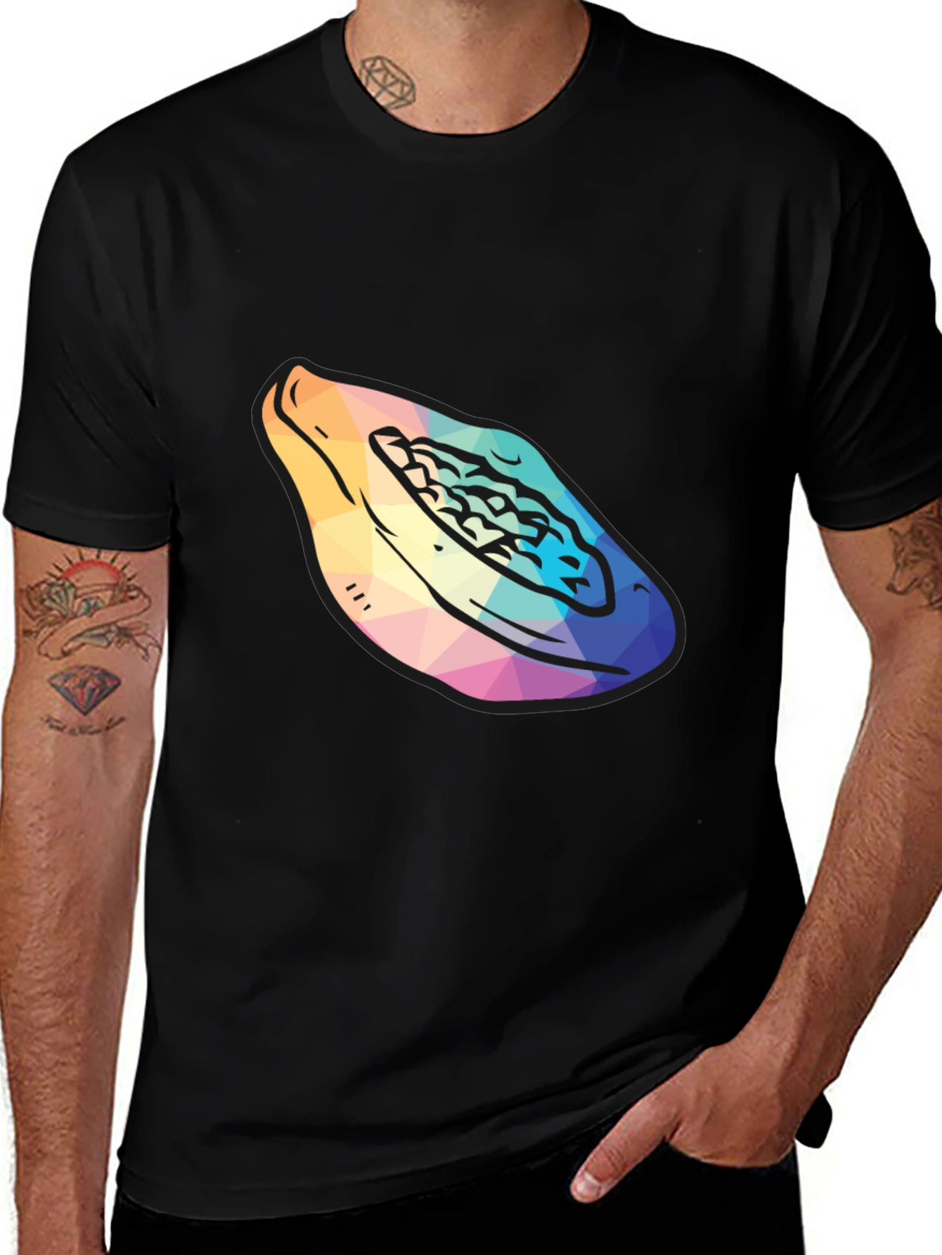 Variant 8 of Abstract Papaya Graphic Tee - Unique Geometric Design