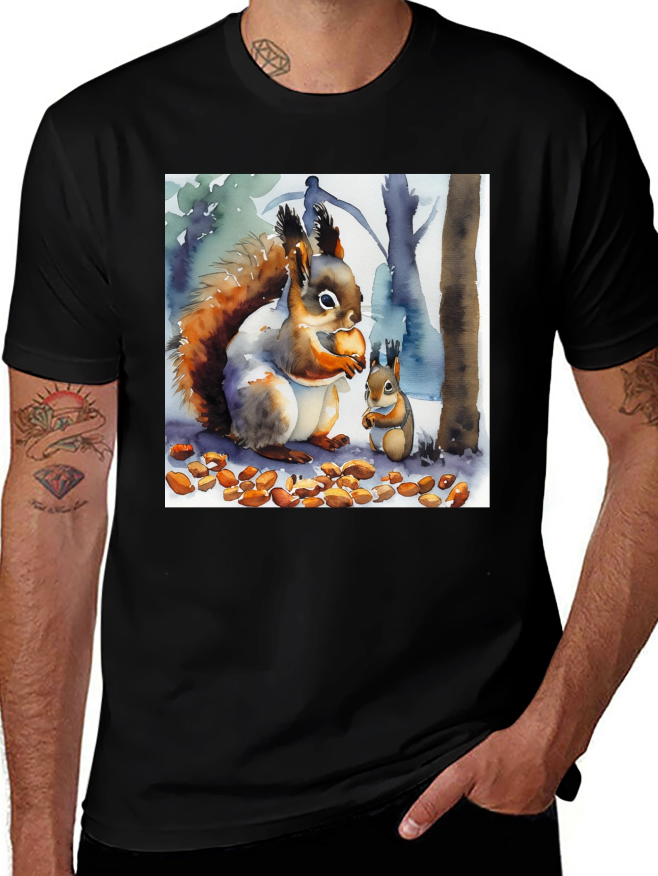 Variant 3 of Squirrel Watercolor Art T-Shirt