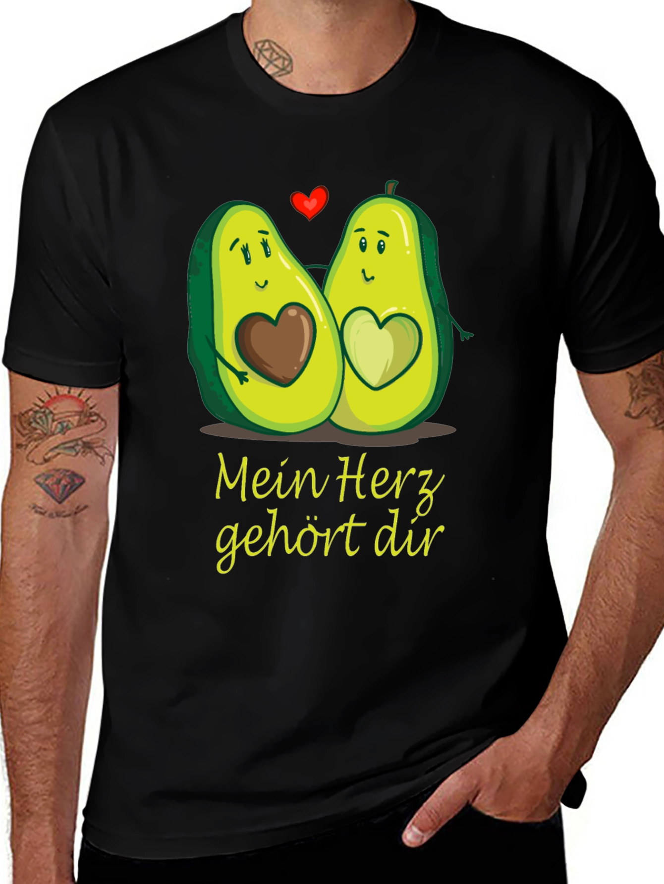 Variant 29 of Avocado Heart Graphic T-Shirt - "Mein Herz gehört dir"