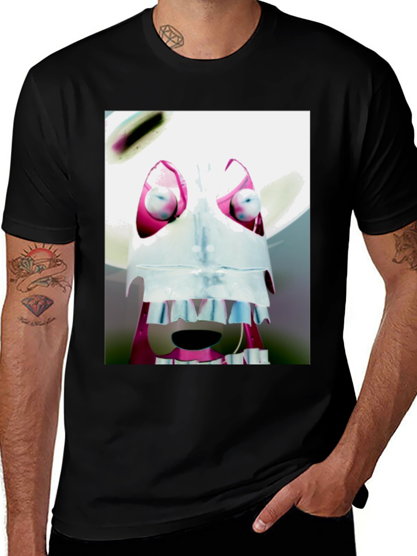Variant 7 of Abstract Character Graphic Black T-Shirt