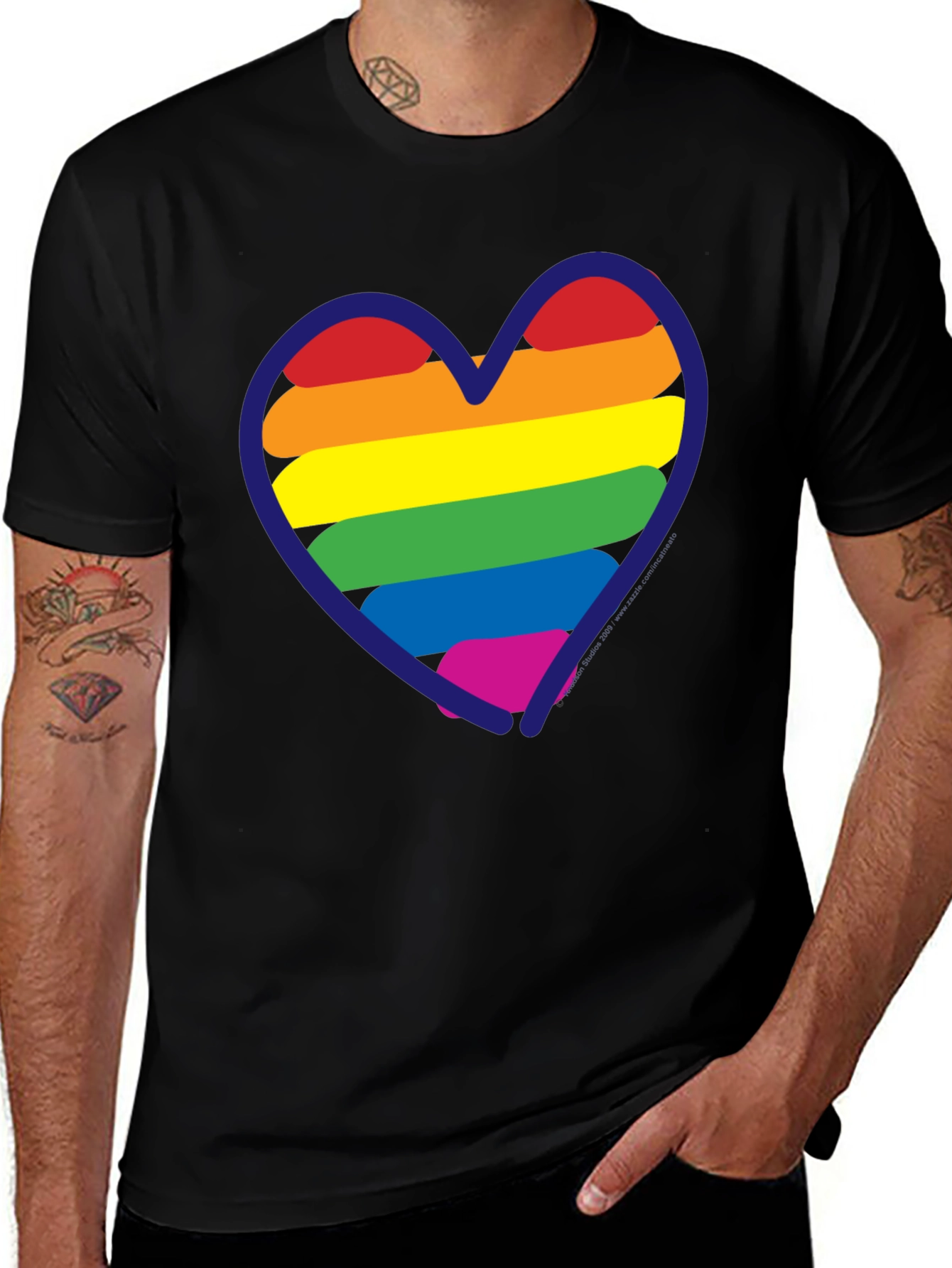 Variant 24 of LGBT Rainbow Heart T-Shirt - Black Pride Tee