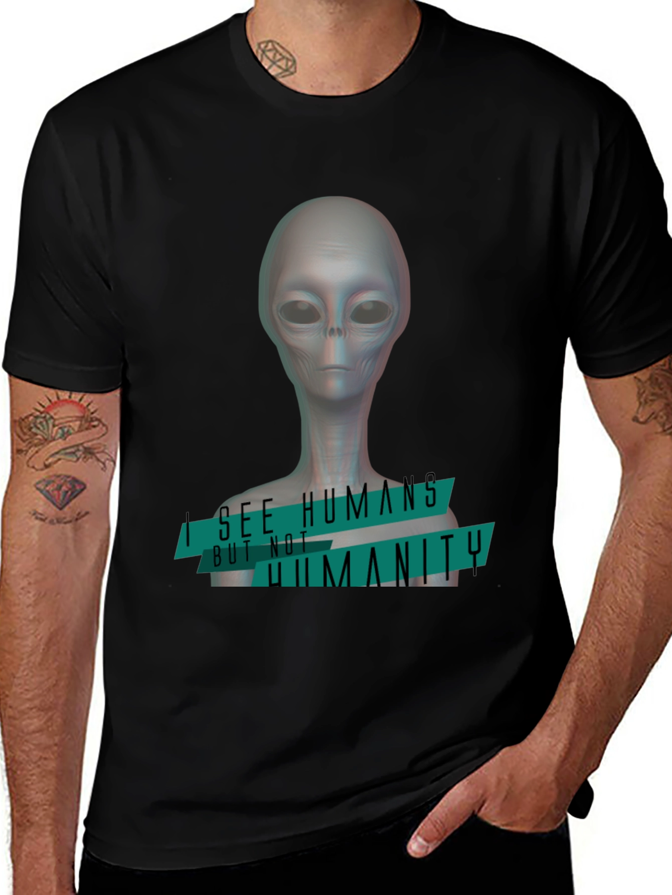 Variant 4 of Alien 'I See Humans' Graphic T-Shirt