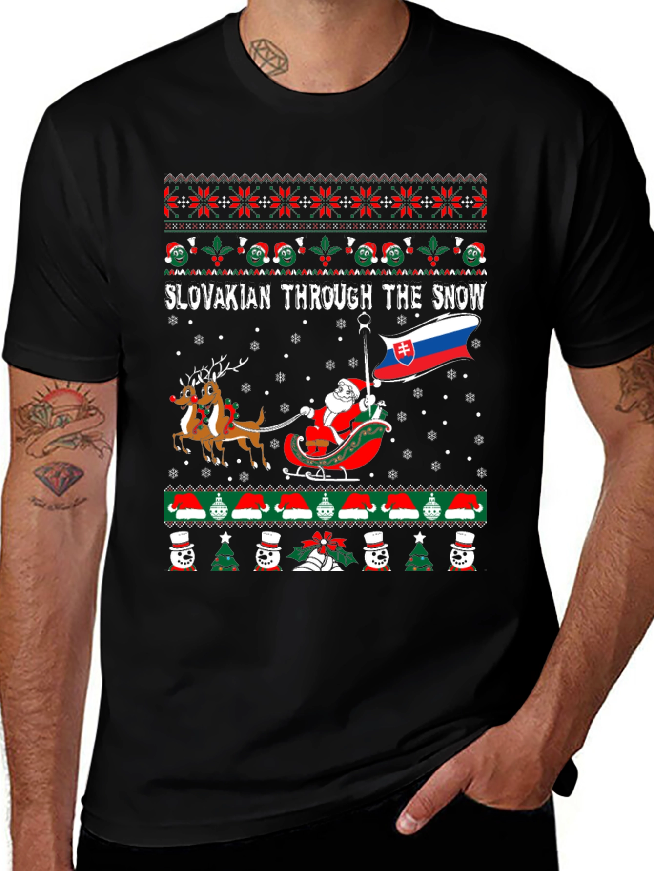 Slovakian Through The Snow Ugly Christmas T-Shirt