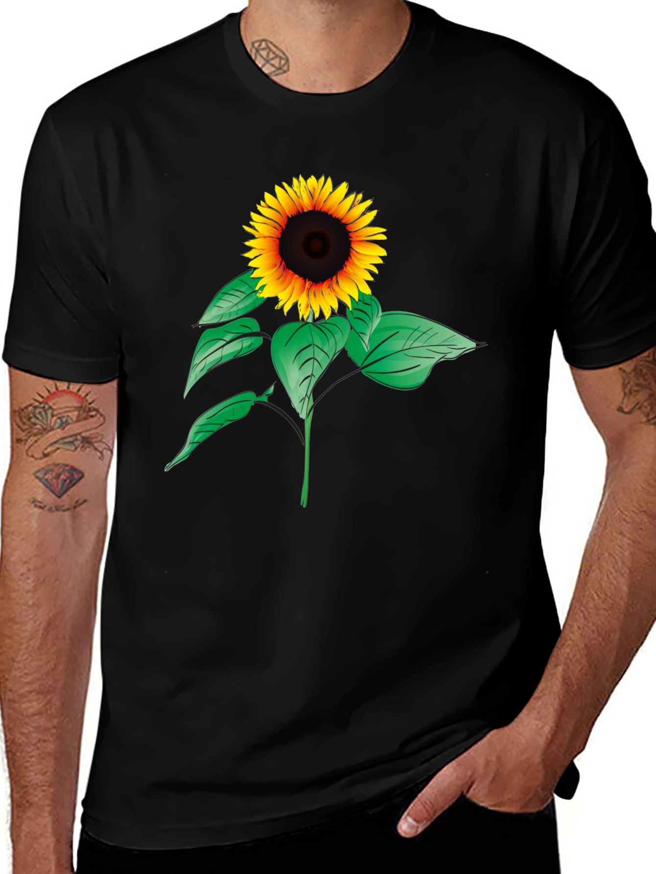 Variant 22 of Sunflower Graphic Tee - Black Cotton Comfort