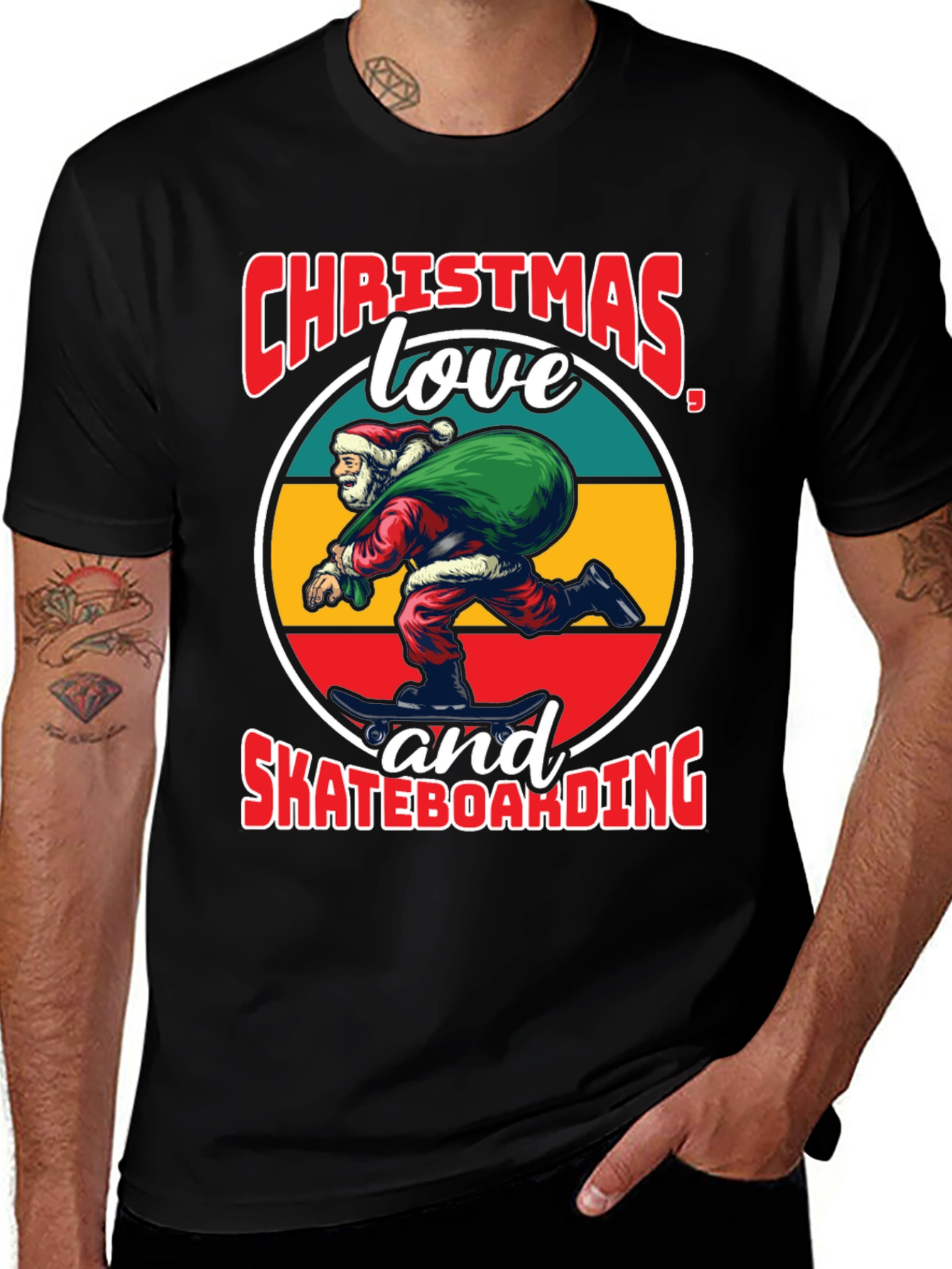 Christmas Santa Skateboarding T-Shirt