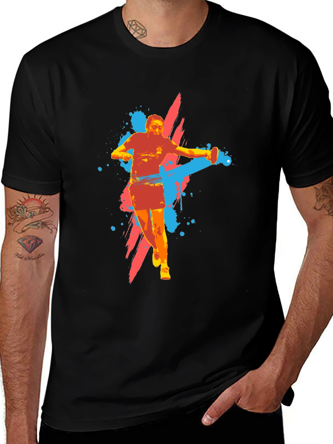 Variant 15 of Colorful Shot Put Athlete Graphic Tee - Black