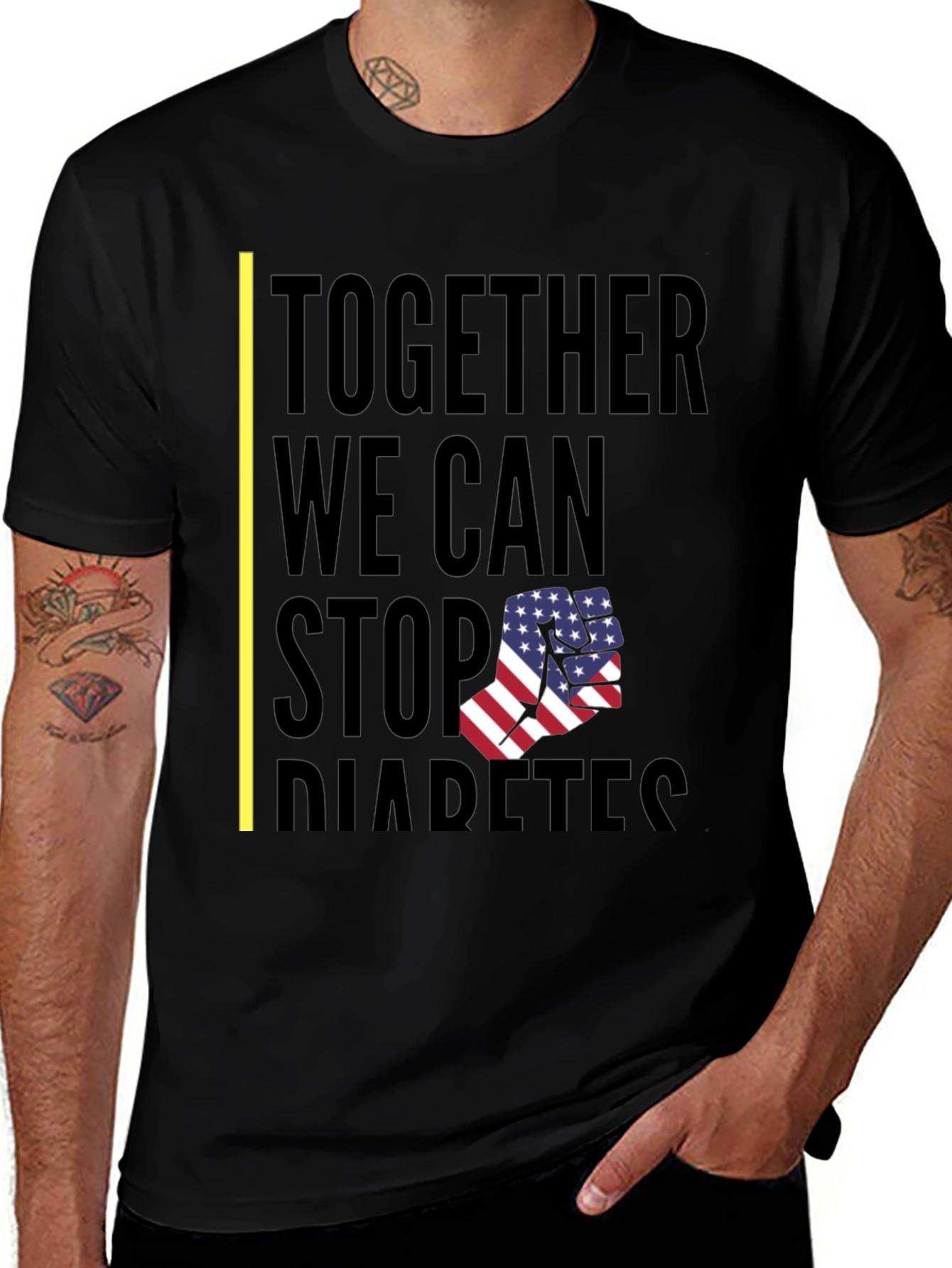 Variant 30 of Together We Can Stop Diabetes Black T-Shirt