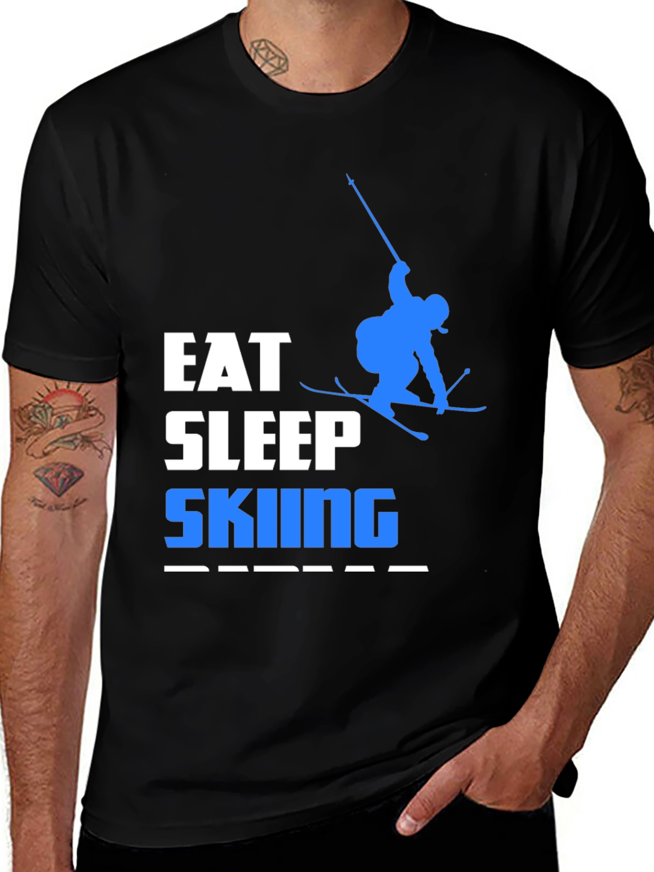 Variant 11 of Eat Sleep Skiing Repeat Graphic Tee