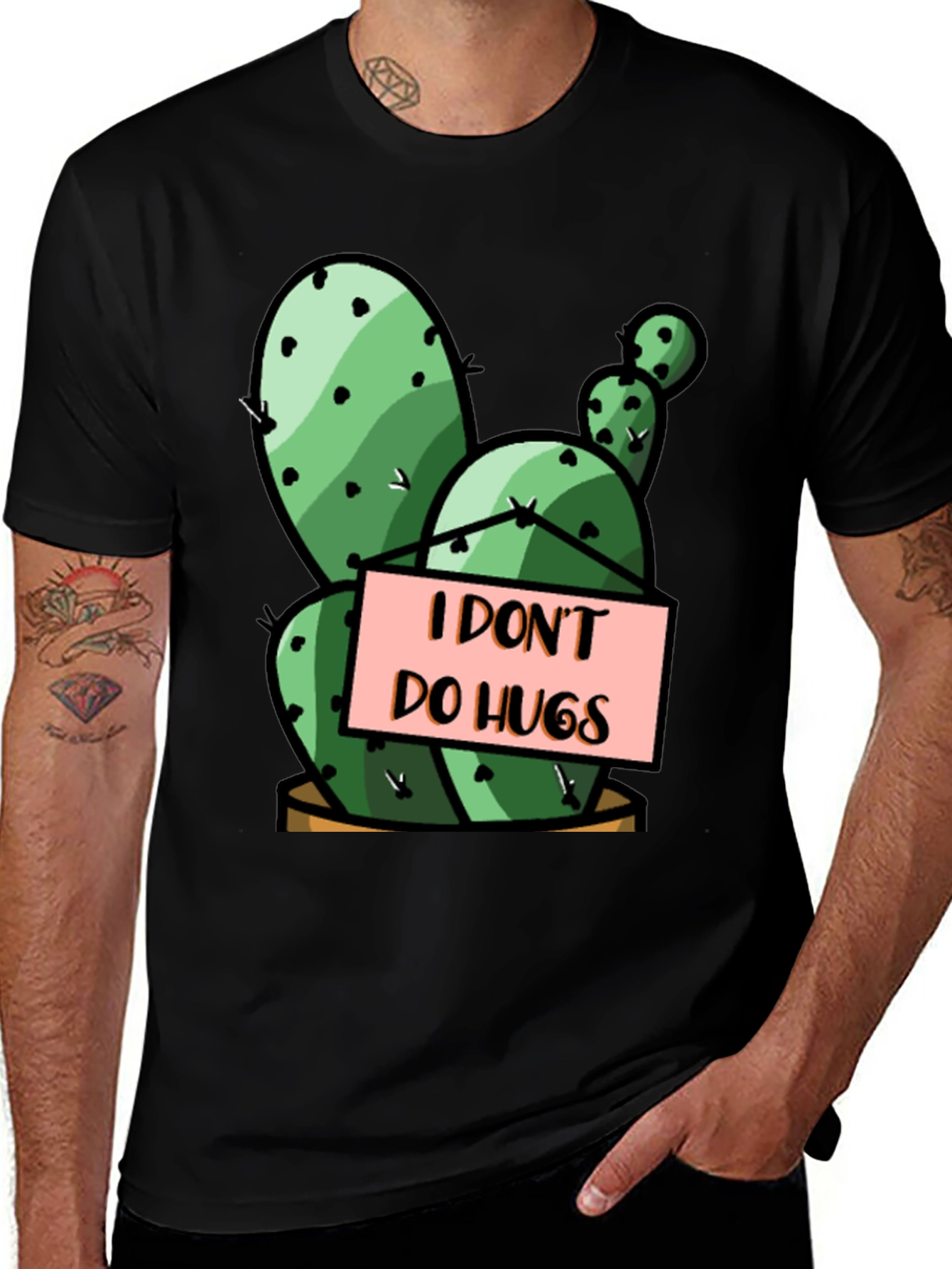 Variant 15 of I Don't Do Hugs Cactus T-Shirt Funny Introvert Tee